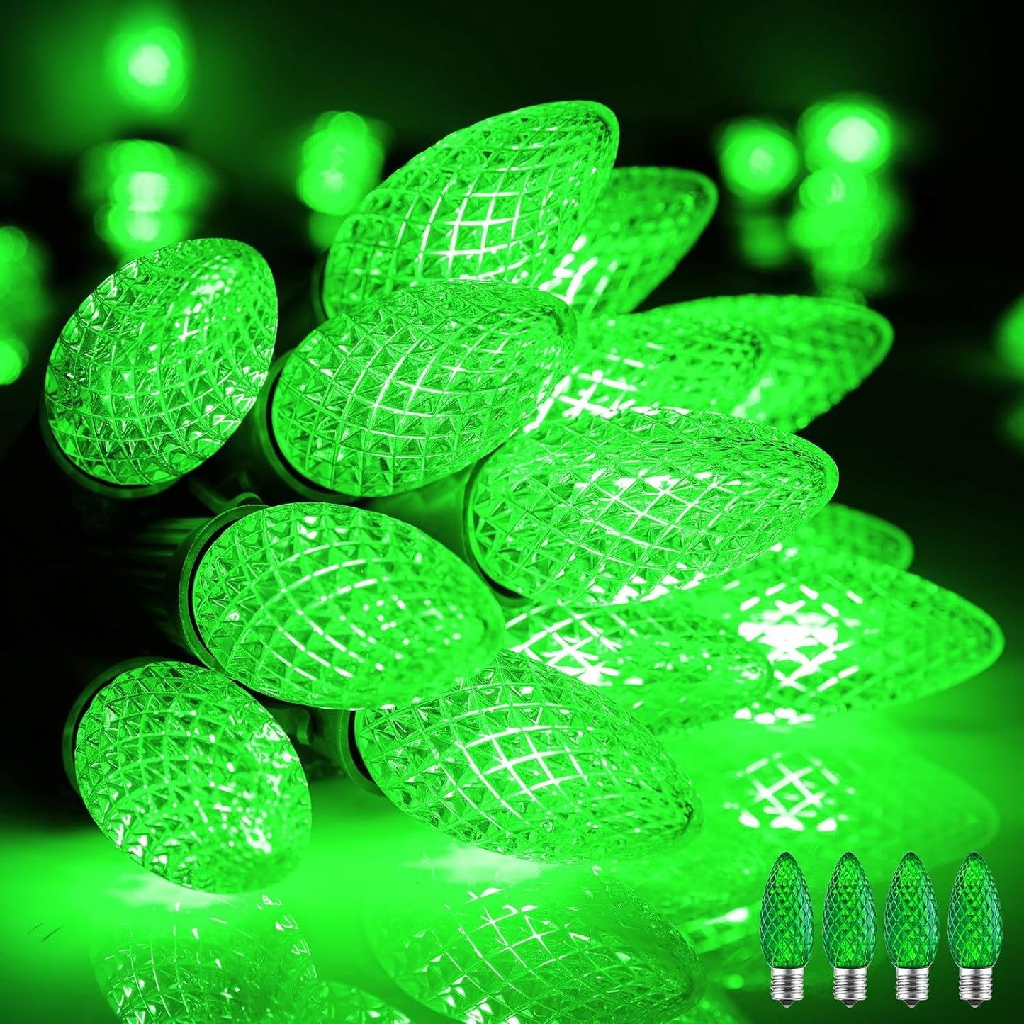 Minetom C9 Christmas String Lights, 100 Ft Green Outdoor Christmas Lights With 100 Strawberry LED Bulbs, Connectable UL Certified for Outdoor Indoor Roofline Holiday Backyard Xmas Decor