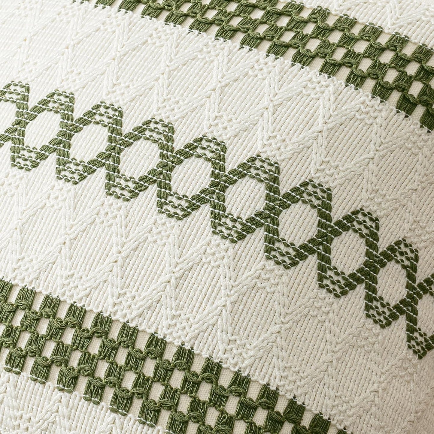 MIULEE Set of 2 Moss Green Boho Decorative Pillow Covers 20x20 Inch Farmhouse Rustic Couch Throw Pillows Modern Summer Cotton Cushion Covers Retro Cute Macrame Woven Home Decor for Bed Sofa Chair