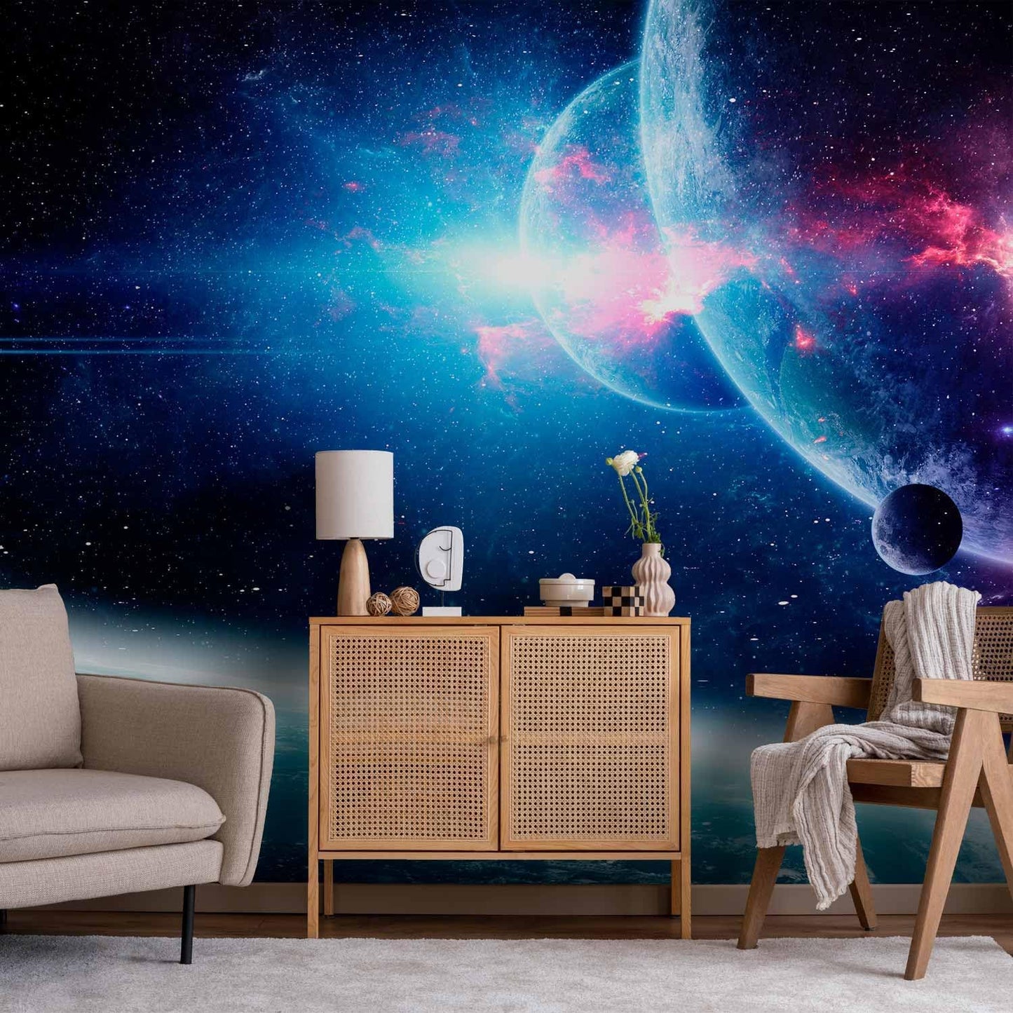 artgeist Wall Mural Cosmos 116x83 in - Peel and Stick Self-Adhesive Wallpaper Removable Large Sticker Foil Wall Decor Print Stars Solar System Universe Space b-C-10047-a-a