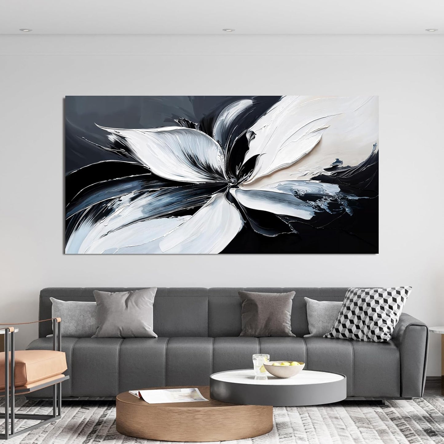 AIXMGSJS Canvas Abstract Wall Art Large Modern Black and White Wall Art Prints Abstract Canvas Art Wall Decor Wall Art for Living Room Artwork for Walls Home Office Decor 24" X 48"