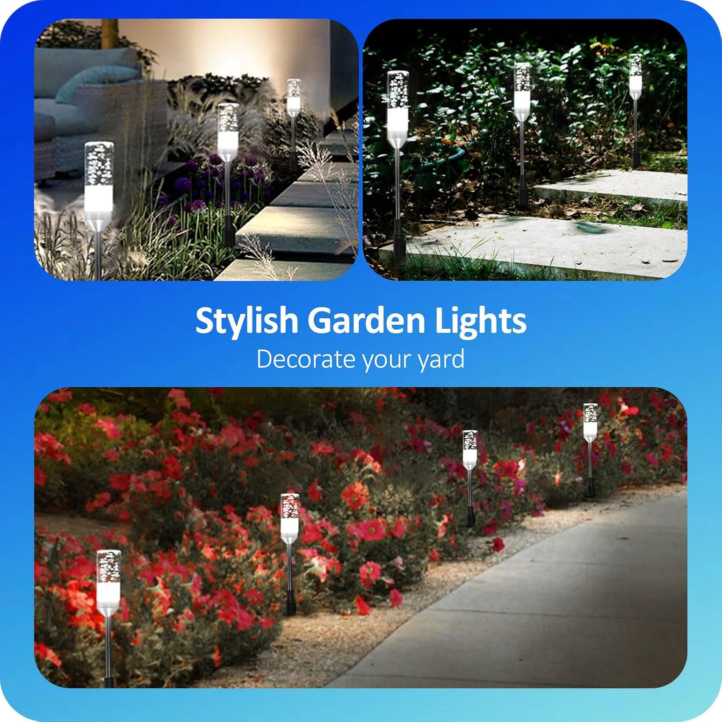 Pathway Lights Outdoor,12V Low Voltage Landscape Lighting, 6 Pack 570 Lumen Bright LED Path Lights, IP65 Waterproof Extendable Garden Lights for Yard Walkway Patio Lawn, 6000K