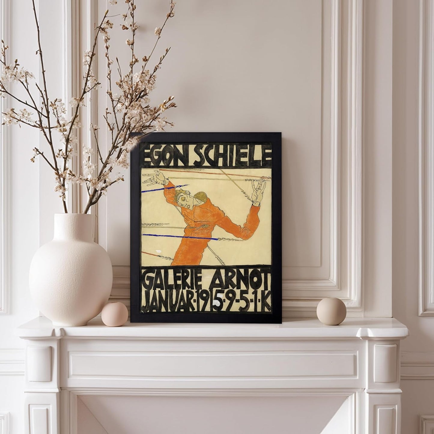 Poster Master Vintage Painting Poster - Retro Expressionism Print - Self Portrait as the Martyred St Sebastian - Gift for Artist, Friend - Wall Decor for Home, Office, 11x14 Black Framed