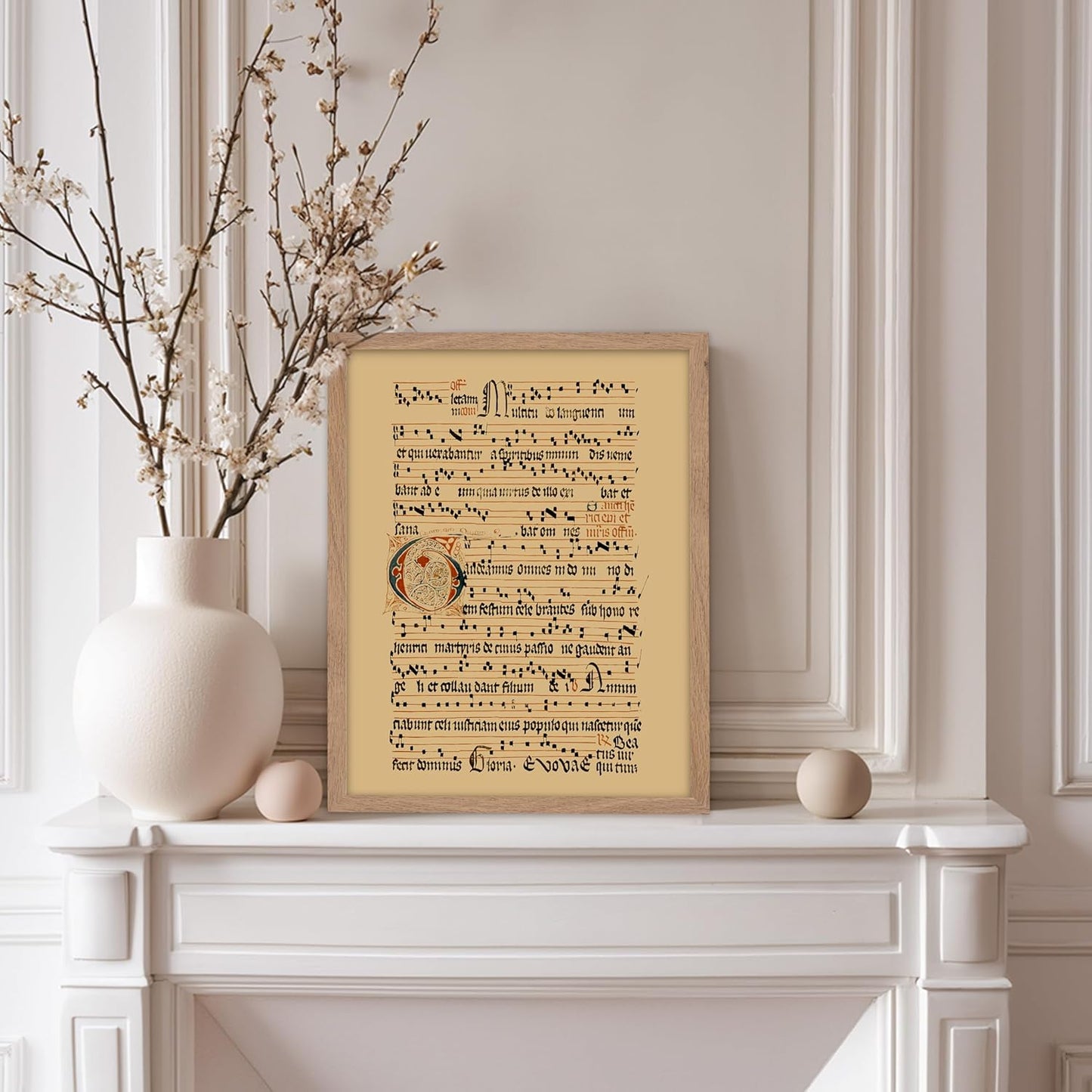 Poster Master Vintage Hymnal Poster - Retro Music Print - Gift for Artist, Friend - Graduale Aboense, Gregorian Chant Manuscript, Score - Wall Decor for Living Room, Bedroom, 8x10 Beige Framed