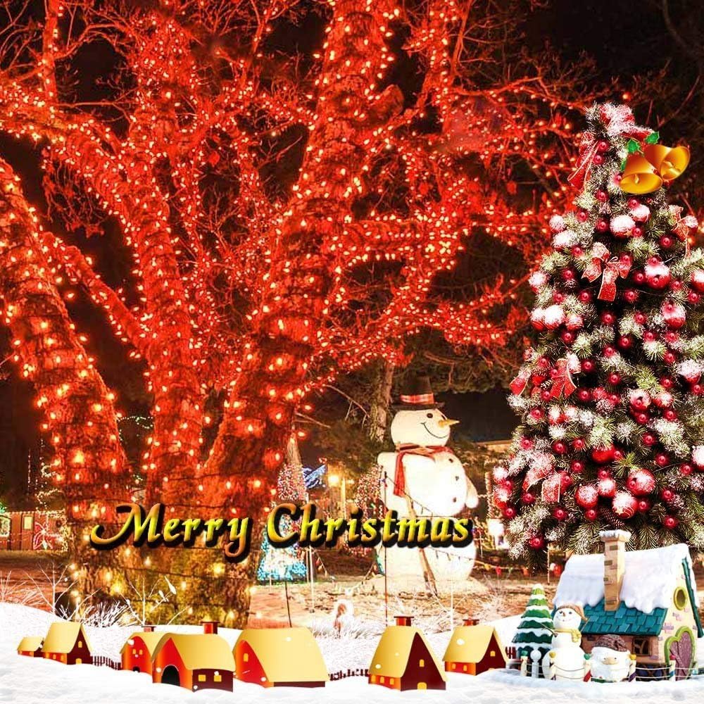 Joomer Red Solar Christmas Lights, 2 Pack Total 144FT 400 LED 8 Modes Waterproof Solar Christmas Lights Outdoor for Garden Yard Patio Christmas Decoration