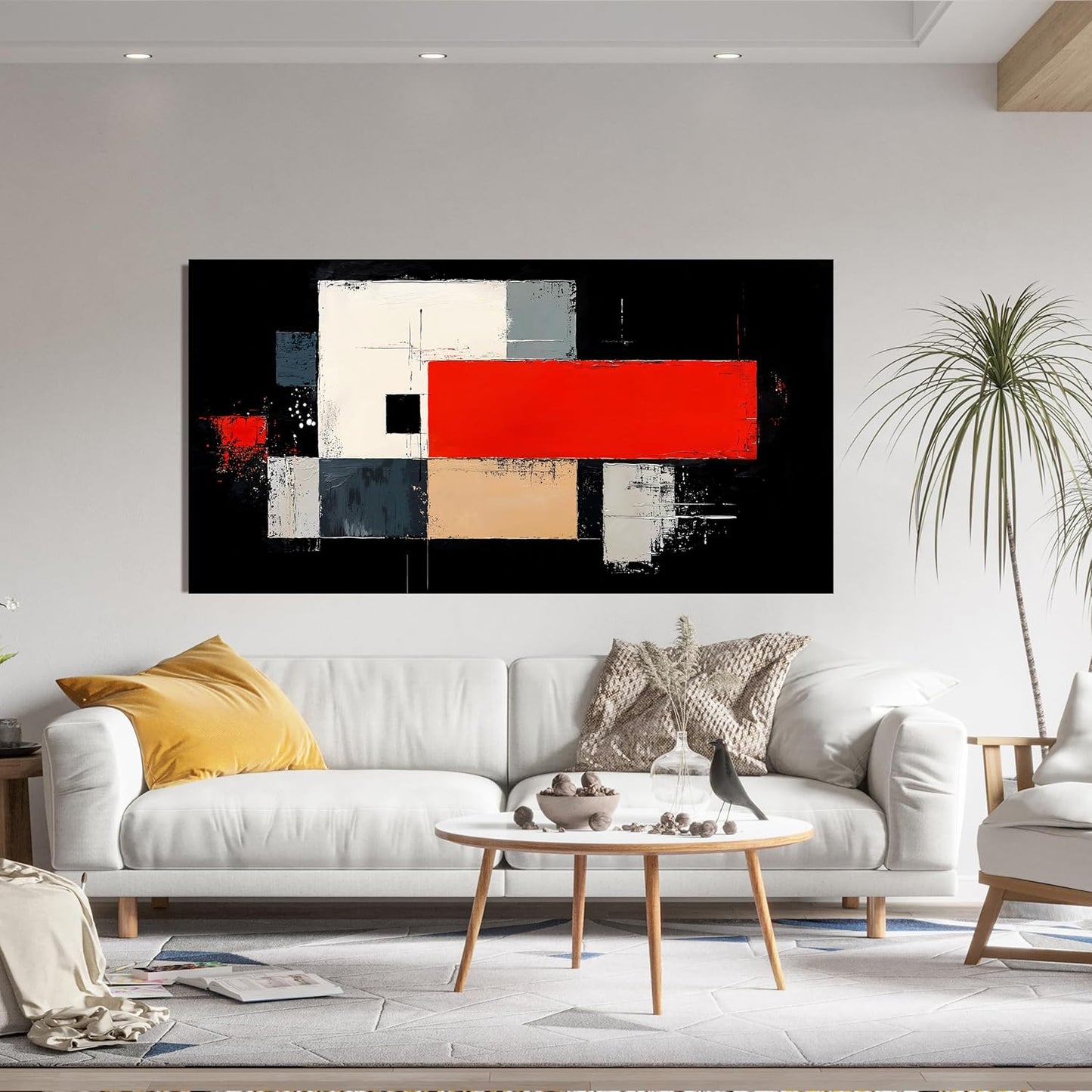 Abstract Wall Art Decor Large Modern Wall Art Decorations Wall Art Pictures for Living Room Abstract Canvas Art Wall Decor Black and White Wall Art Prints Artwork for Walls Bedroom Office Decor 24" X 48"