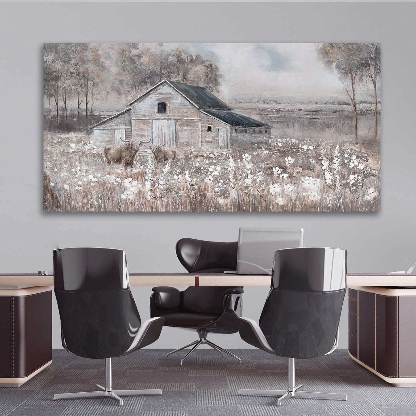 SDYA Landscape Canvas Wall Art Animal Photo Prints White and Brown Wall Hanging Decor 24"x48" Decorations for Bedroom Office Art