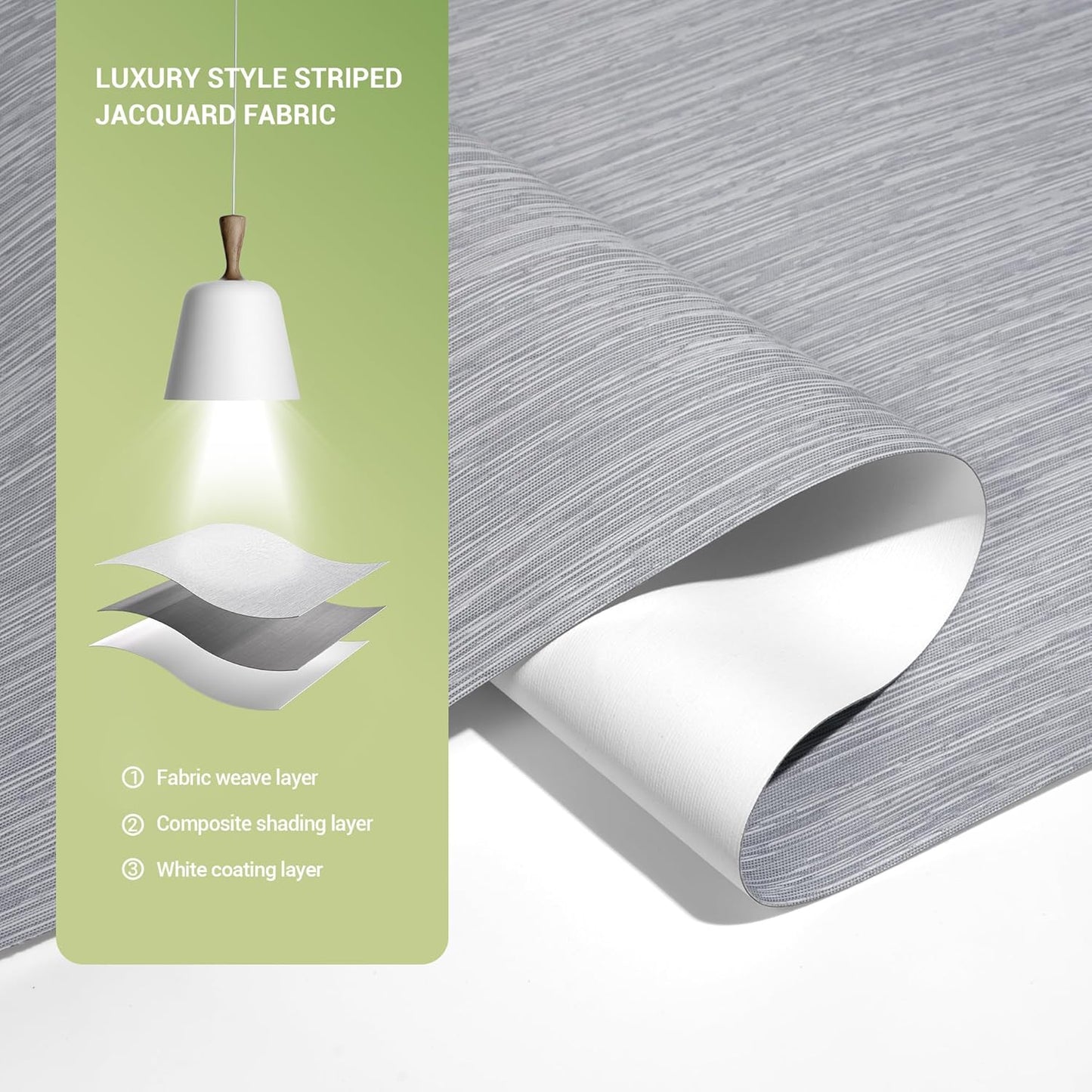 Blackout Roller Shades for Indoor Windows, Cordless Jacquard Fabric-Matched Roller Blinds, Easy to Install Privacy UV Protection Roll Up Blinds for Home Office, Grey, 24" W x 72" H