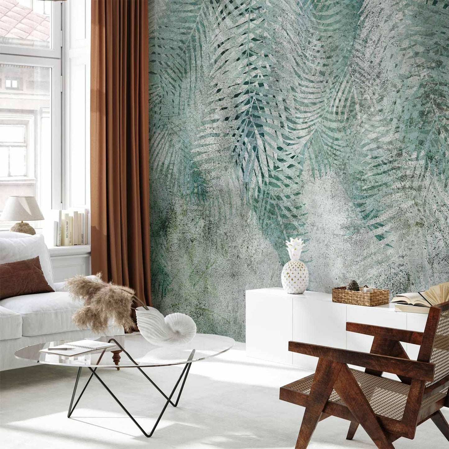 artgeist Premium Wall Mural Leaves 157"x110"XXL Non-Woven Wallpaper Fleece Wall Decor Photo Print Picture Image Design Nature Botanical Plants Palm Abstract b-C-0861-a-a