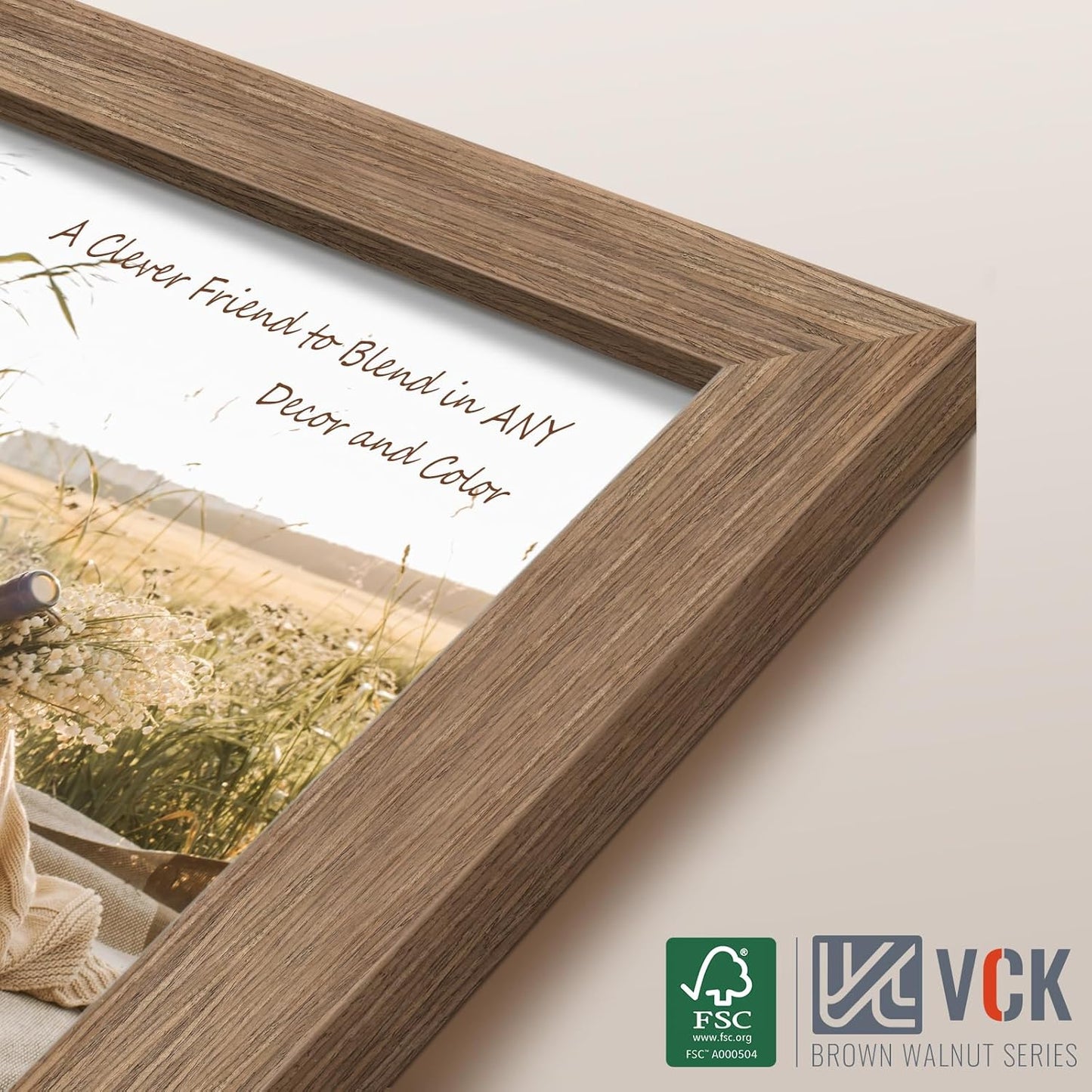 VCK 18x24 Poster Frame 3 Pack, Brown Walnut Wood Picture Frame, Exclusive Wood Grain, Wall Mounting Hanging