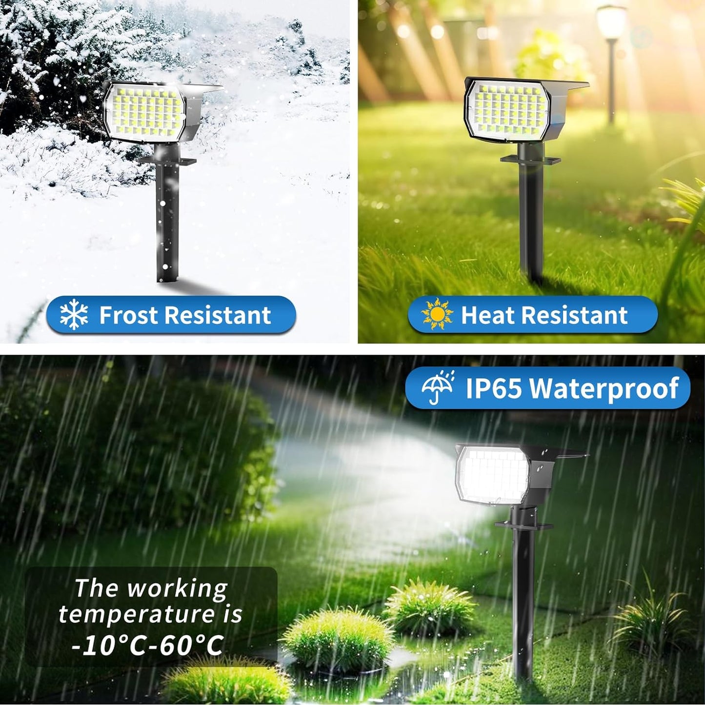 Solar Spot Lights Outdoor 10 Pack, [46 LED/3 Modes] Solar Landscape Spotlights Waterproof, 2-in-1 Auto On/Off Solar Powered Lights for Outside Yard Garden Wall Pathway(Cool White)