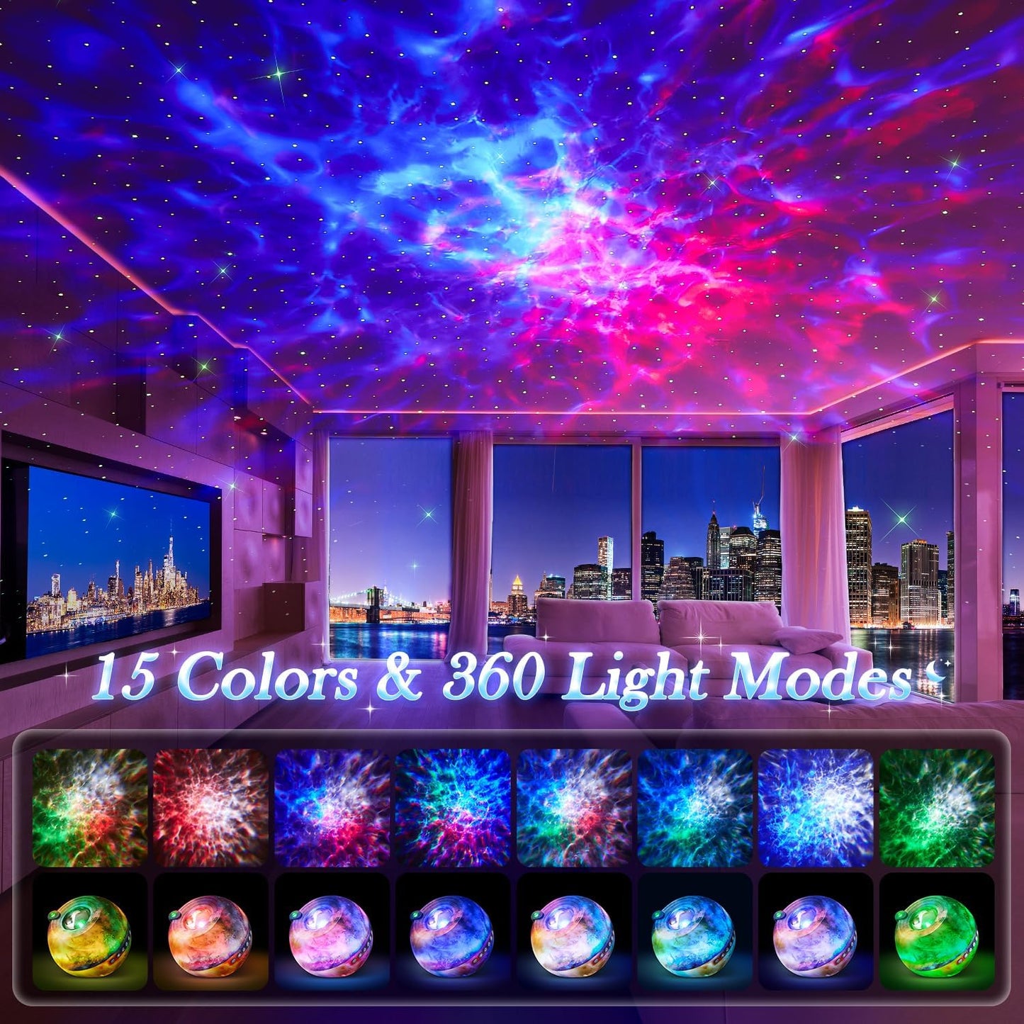 Galaxy Projector for Bedroom Adults, 15 Color+15 White Noise Star Projector Galaxy Light Projector for Bedroom, Bluetooth Star Lights for Ceiling Projector,LED Projector Lights