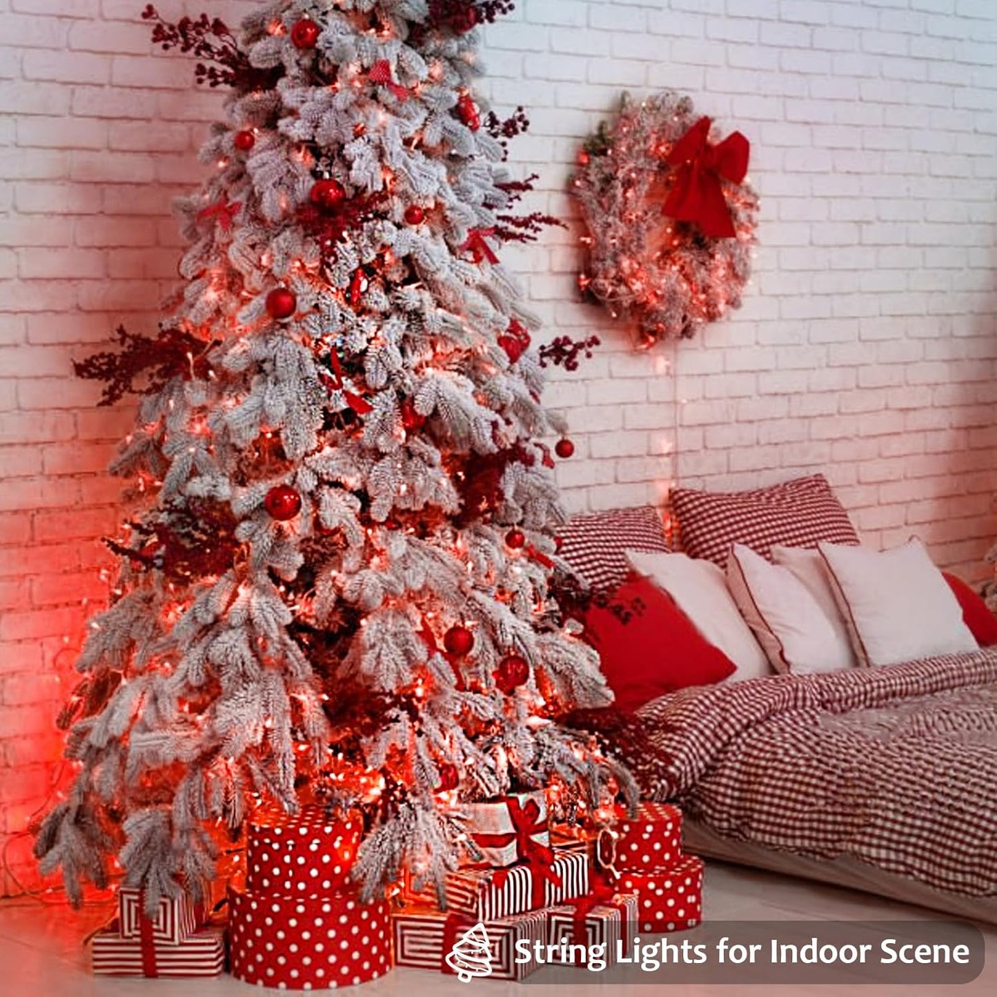 2 Pack Halloween String Lights Battery Operated with Timer, 66FT 200 LED Waterproof Battery Twinkle Lights, 8 Modes Fairy Light for Indoor & Outdoor Party Bedroom Garland Tree Christmas Decor (Red)