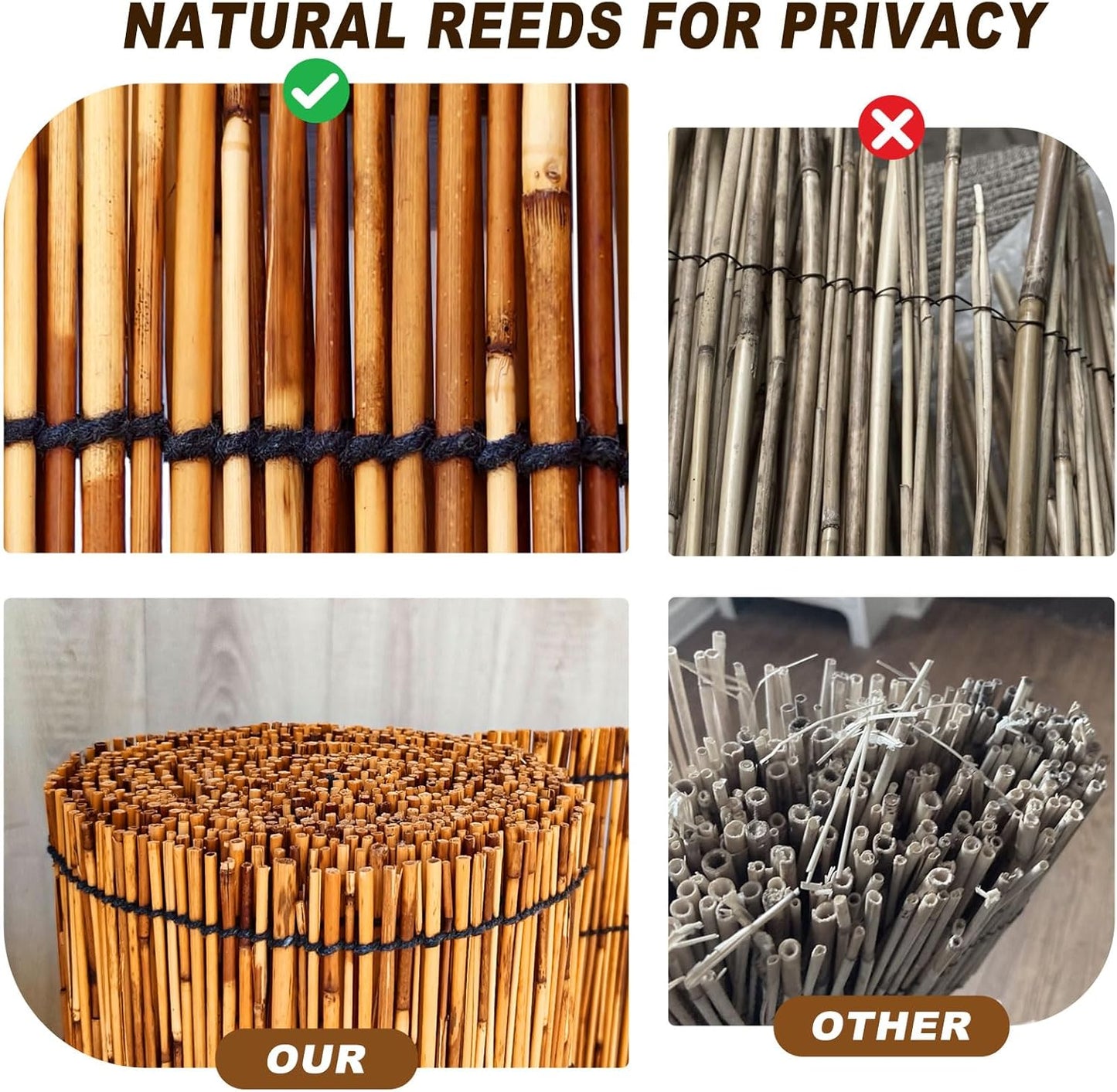 Reed Fencing Rolls,Bamboo Screens Outdoor for Patio,6 Feet High,Suitable for Patio Garden Balcony Terrace and Courtyard Shading 6x16FT