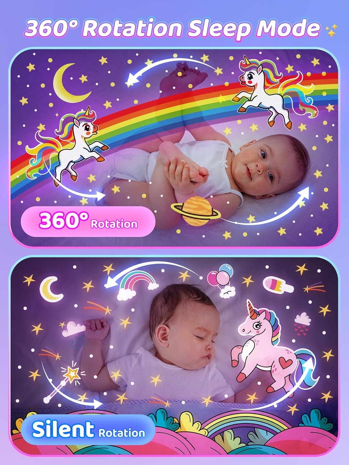 Sound Machine Baby Night Light Projector, 10 White Noise | 21 Colors | 15 Films Toddler Night Light for Kids, Remote Control Baby White Noise Machine, Unicorn Toys for Girls