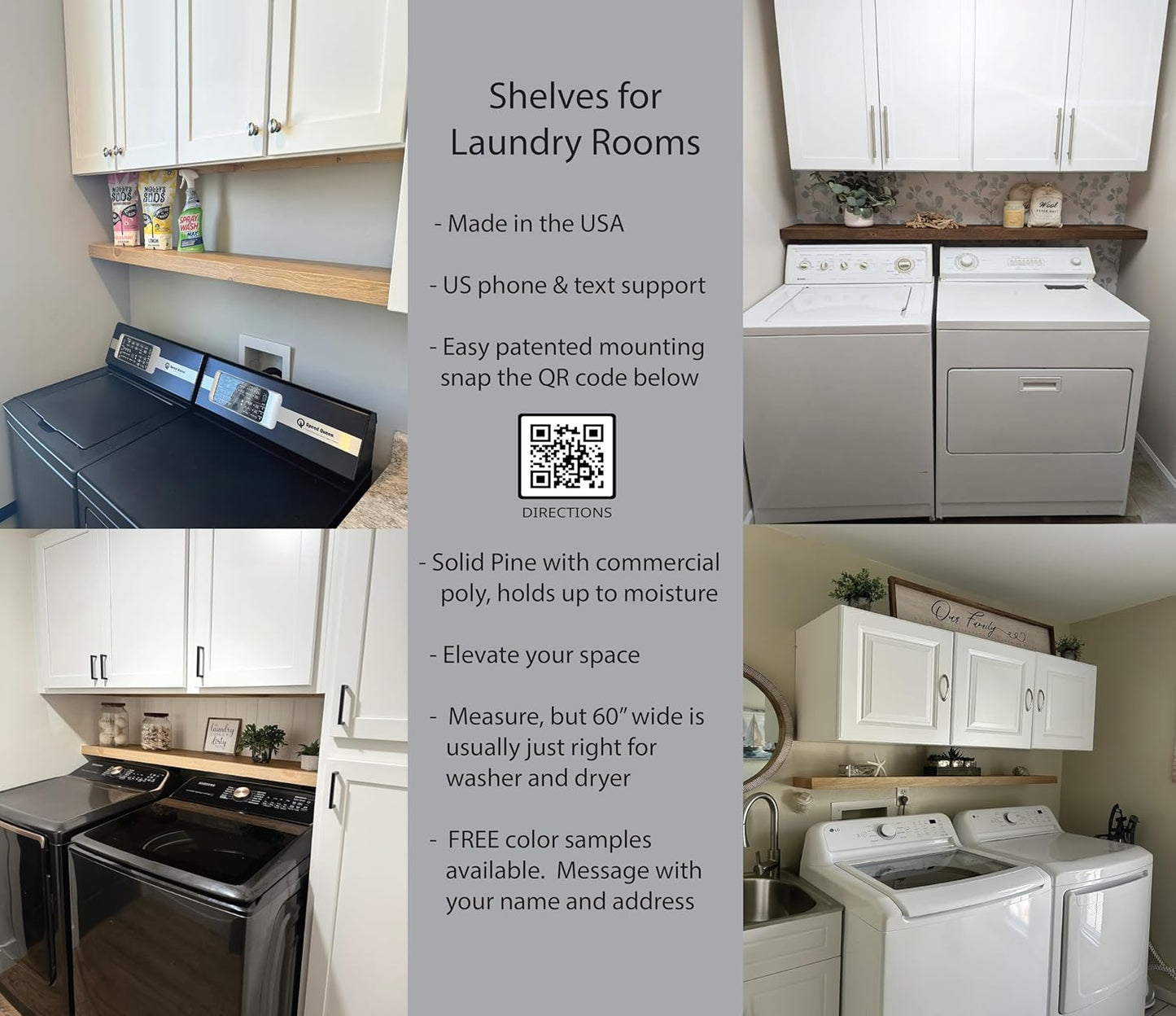 Joel's Antiques - 48 Inch Wooden Floating Shelves for Wall - 48x12x2 in - Made of Natural Wood - Long Heavy Duty Rustic Wall Shelves for Bedroom - Perfect for Living Room, Kitchen - Natural