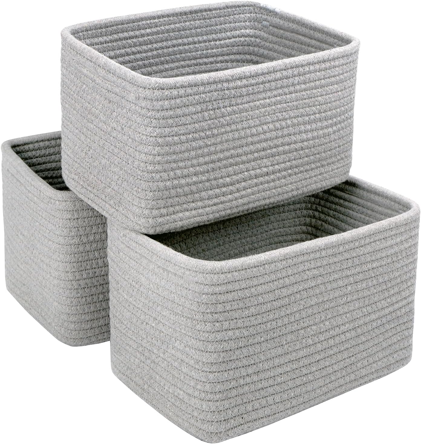Small Baskets Set of 3-11"x7"x7" Perfect Toy Baskets for Storage, Ideal Storage Basket for Cube, Towels, and More - Basket for Shelves （Grey)