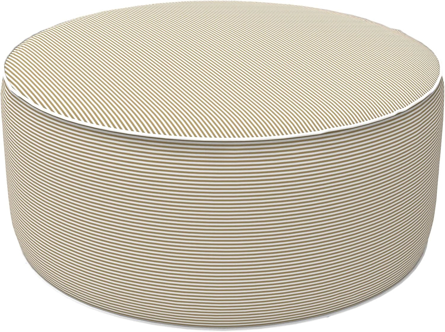 LVTXIII Inflatable Stool Ottoman Footrest with Handle, All Weather Foot Rest, Indoor or Outdoor Use for Home Patio Garden and Camping, D21 x H9, Stripe Beige