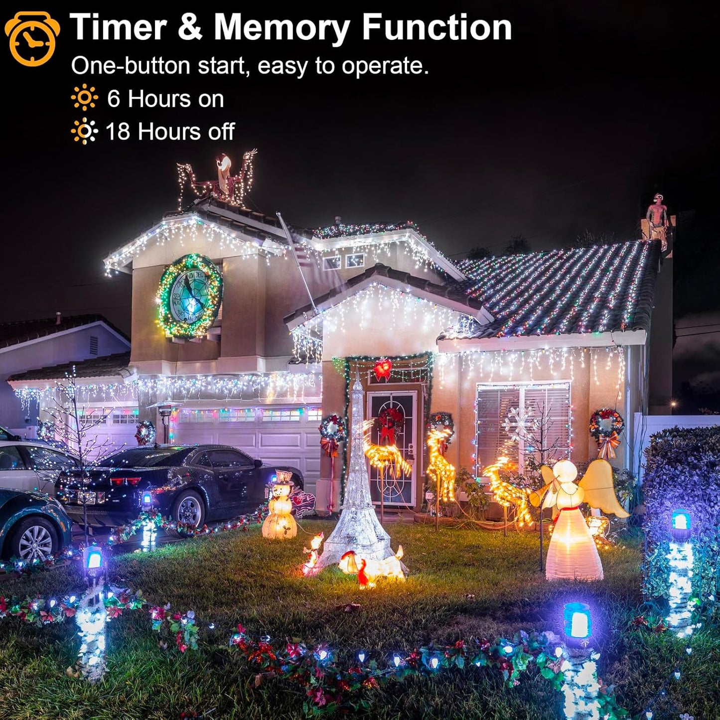 Icicle Christmas Lights Outdoor - 66ft 640 LED Icicle Lights for Outside 8 Modes with 120 Drops, Waterproof Plug in Fairy String Lights for Party Holiday Wedding Christmas Decoration, Cool White