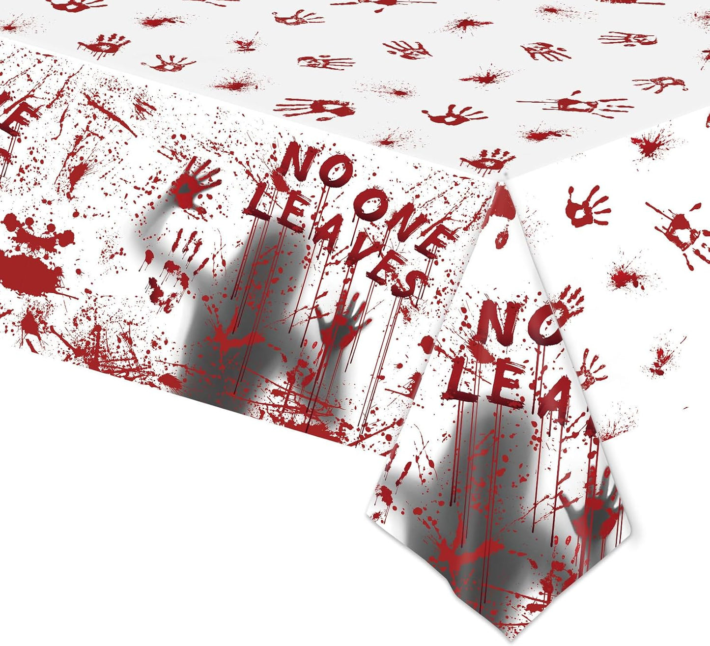 Halloween Tablecloth, 54"x 108" Rectangle Halloween Table Covers, Bloody Handprint Tablecloth for Tables Decoration, Plastic Haunted Tablecovers for Party Supplies Disposable Spooky Table Cloth