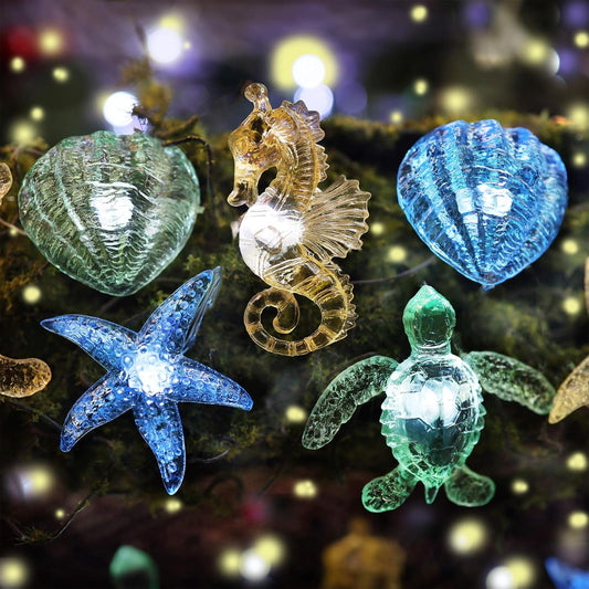 Ocean Theme String Lights Indoor Nautical Décor-USB or Battery Operated 10ft 30 LED Sea Horse Starfish Shell Décor- Twinkle Fairy Lights for Bedroom Patio Beach Wreath Christmas Decoration