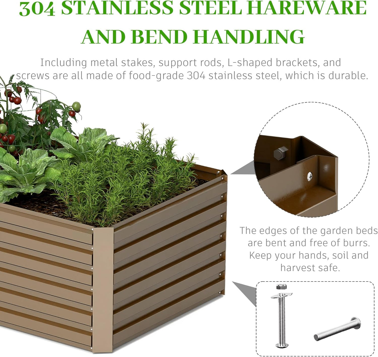 8x4x2 ft Outdoor Raised Garden Bed, Large Metal Planter Raised Beds, Planters for Outdoor Plants for Vegetables, Flowers, Herbs, Fruits, and Succulents.(2 Pcs)