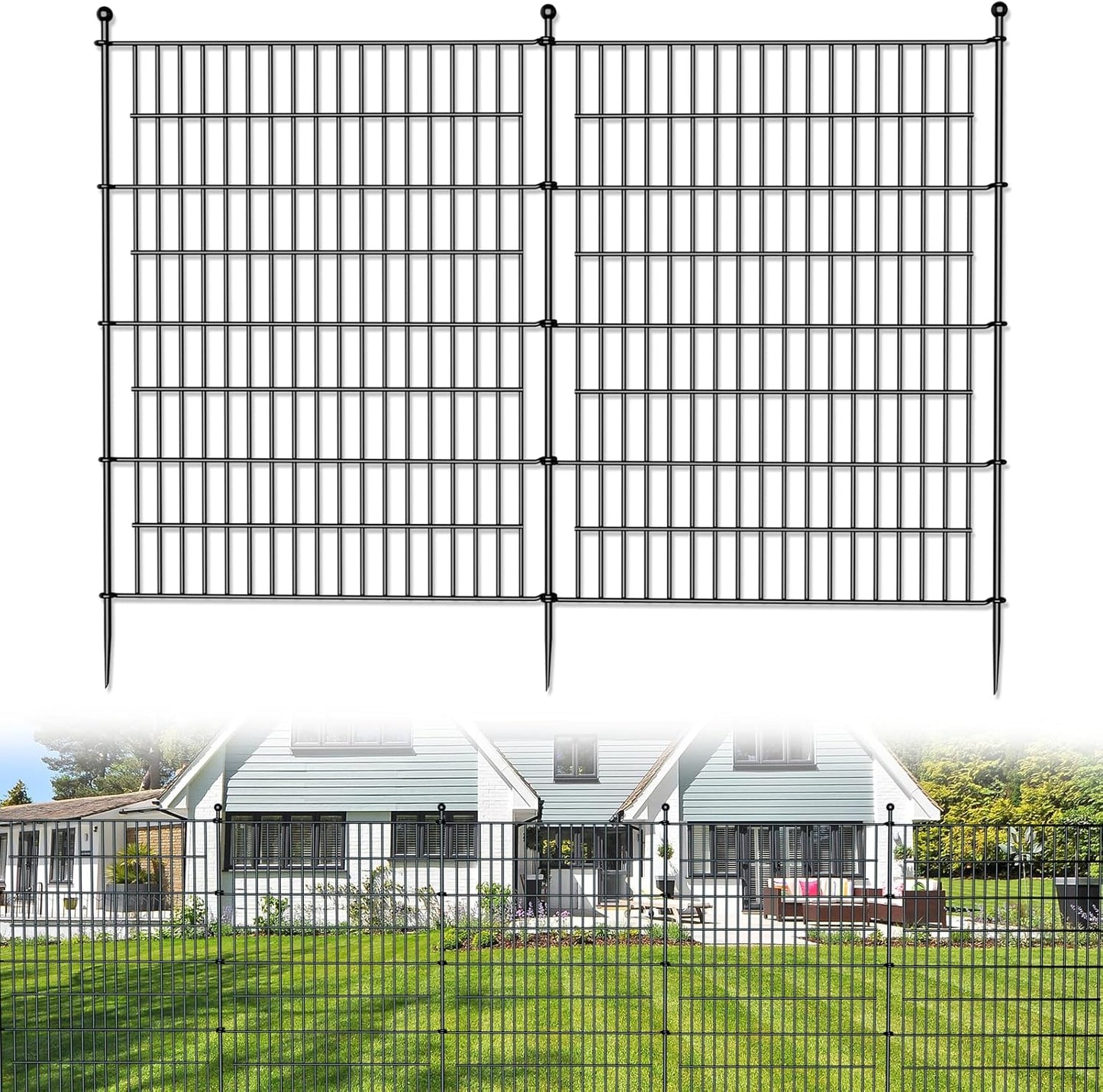 20 Panels No Dig Decorative Outdoor Garden Fence for Yard, 40 in(H) X 47.2 ft(L) Animal Barrier Fencing Rustproof Metal Wire Panel Border for Dog, Rabbits, and Patio Temporary Ground Stakes