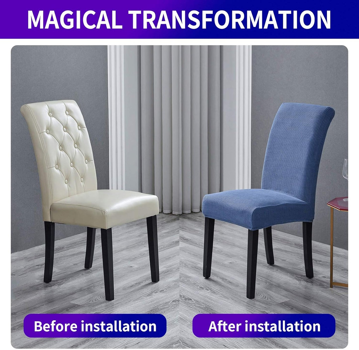 Howhic Stretch Chair Covers for Dining Room Set of 2, Removable Washable Dining Room Chair Covers, Dining Chair Slipcovers Seat Protector, Great for Home and Banquet Deecor (Periwinkle Blue, 2 Pack)