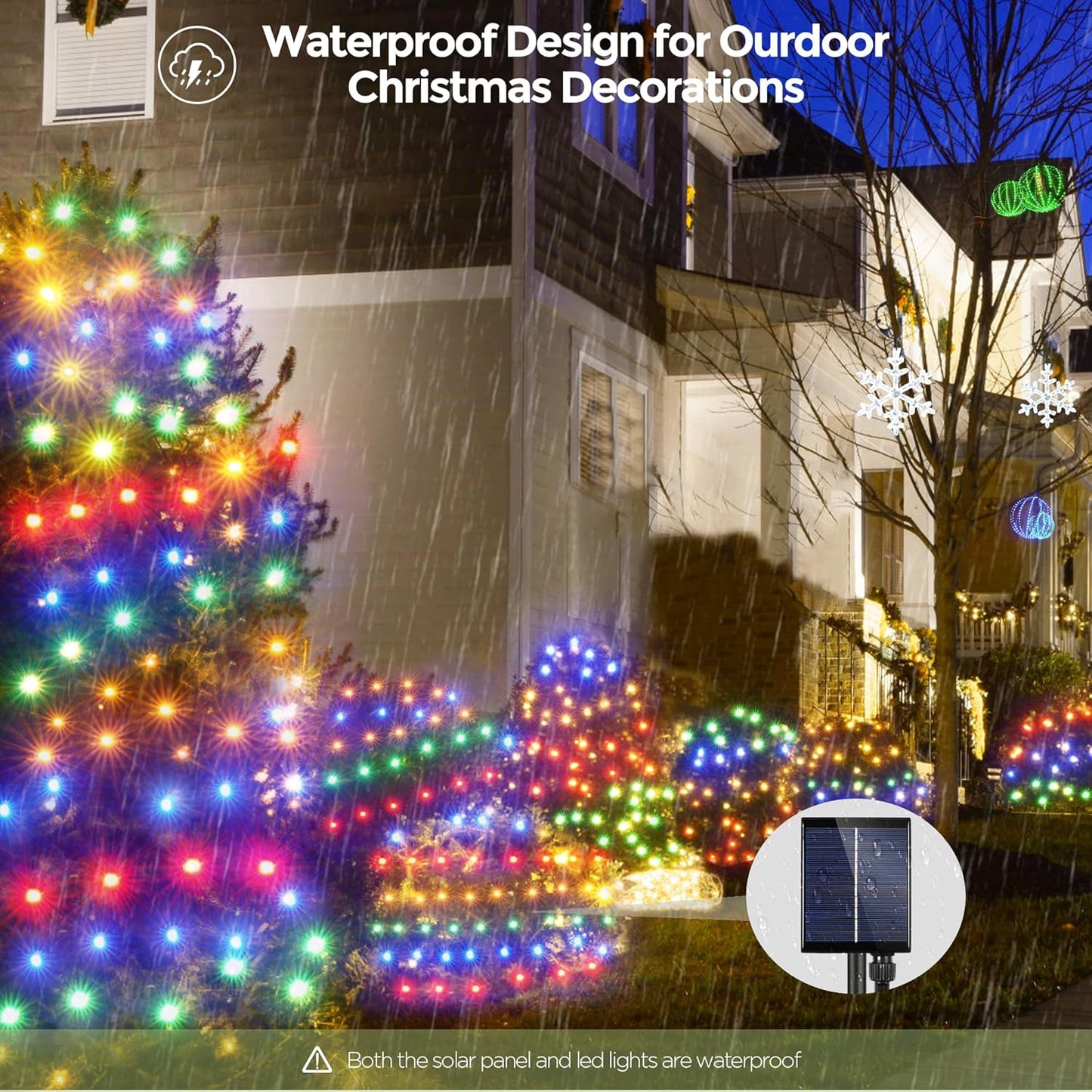 WBao Solar Christmas Lights Outdoor 360LED 11.5ft x 6.9ft Christmas Bushes Lights with Remote, 8 Lighting Modes, Timer, Waterproof for Lawn, Bushes, Trees Outdoor Christmas Decorations, Multicolor