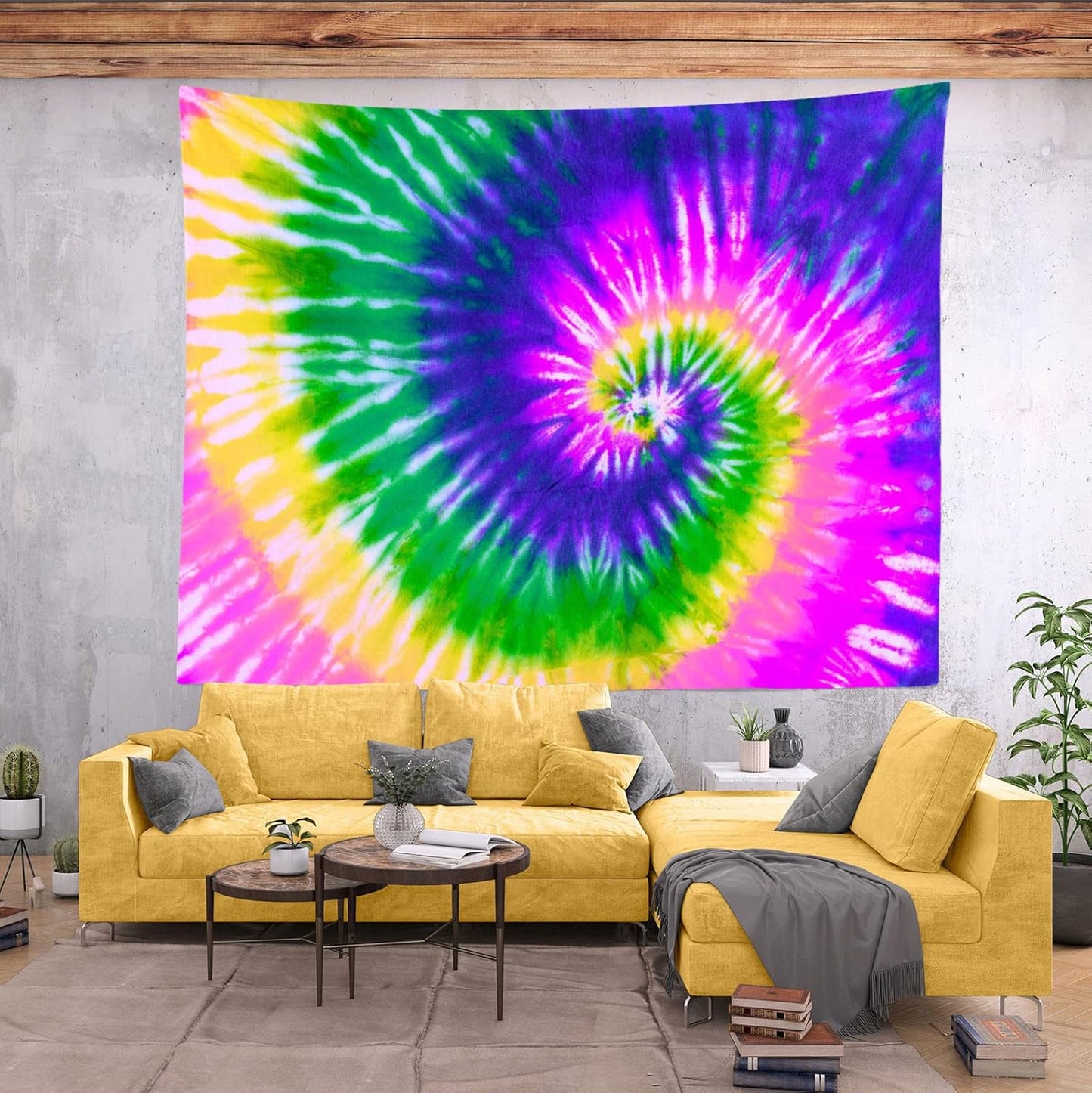 BELECO Tie Dye Tapestry Fabric Wall Hanging 70x47 Inch Hippie Tapestry 60's Tie Dye Wall Decor Watercolor Rainbow Spiral Tie Dye Art Tapestries for Bedroom Living Room Dorm Home Decor