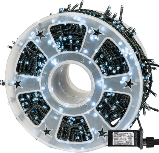 Dazzle Bright 164 FT 500 LED Christmas String Lights, Waterproof Green Wire String Lights with 8 Modes, Outdoor Christmas Decorations for Indoor Garden Party Yard Decor (White)