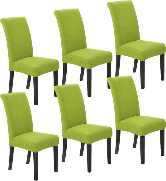 Howhic Chair Covers for Dining Room Set of 6, Stretchy Dining Chair Covers, Textured Jacquard Kitchen Chair Slipcovers, Classy Decor for Home and Banquet (Apple Green, 6 Pack)
