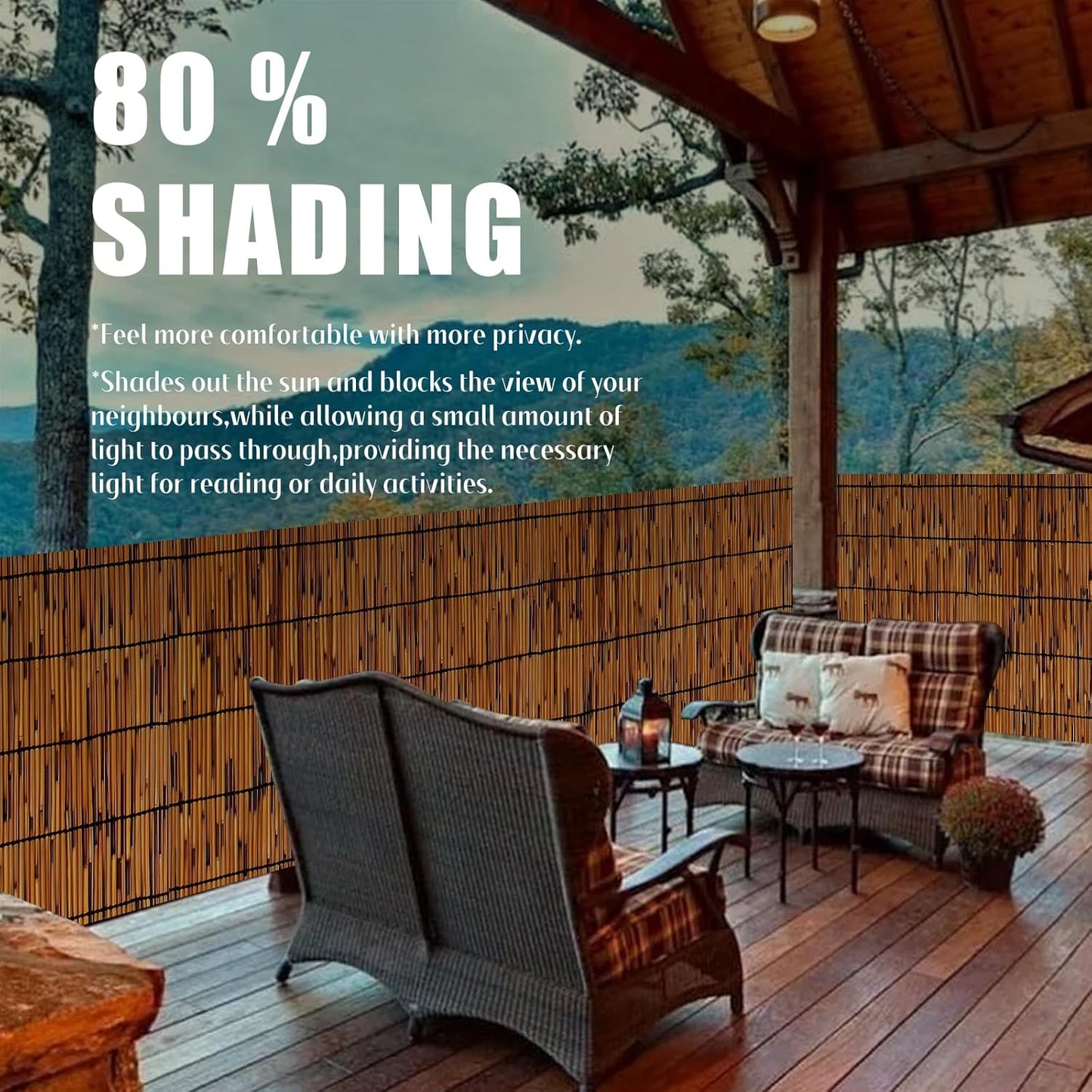 Natural Reed Fencing 6FT X 16.4FT Reed Fence 6FT High Balcony Reed Fence Privacy Reed Screen for Outdoor Backyard Patio(Brown)