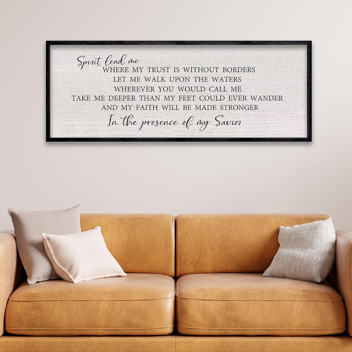 LuZhiQiang Spirit Lead Me Wall Art Decor 40"x15" Christian Scripture Sign Large Inspirational Quote Bible Verse Hanging Wooden Framed (Black)