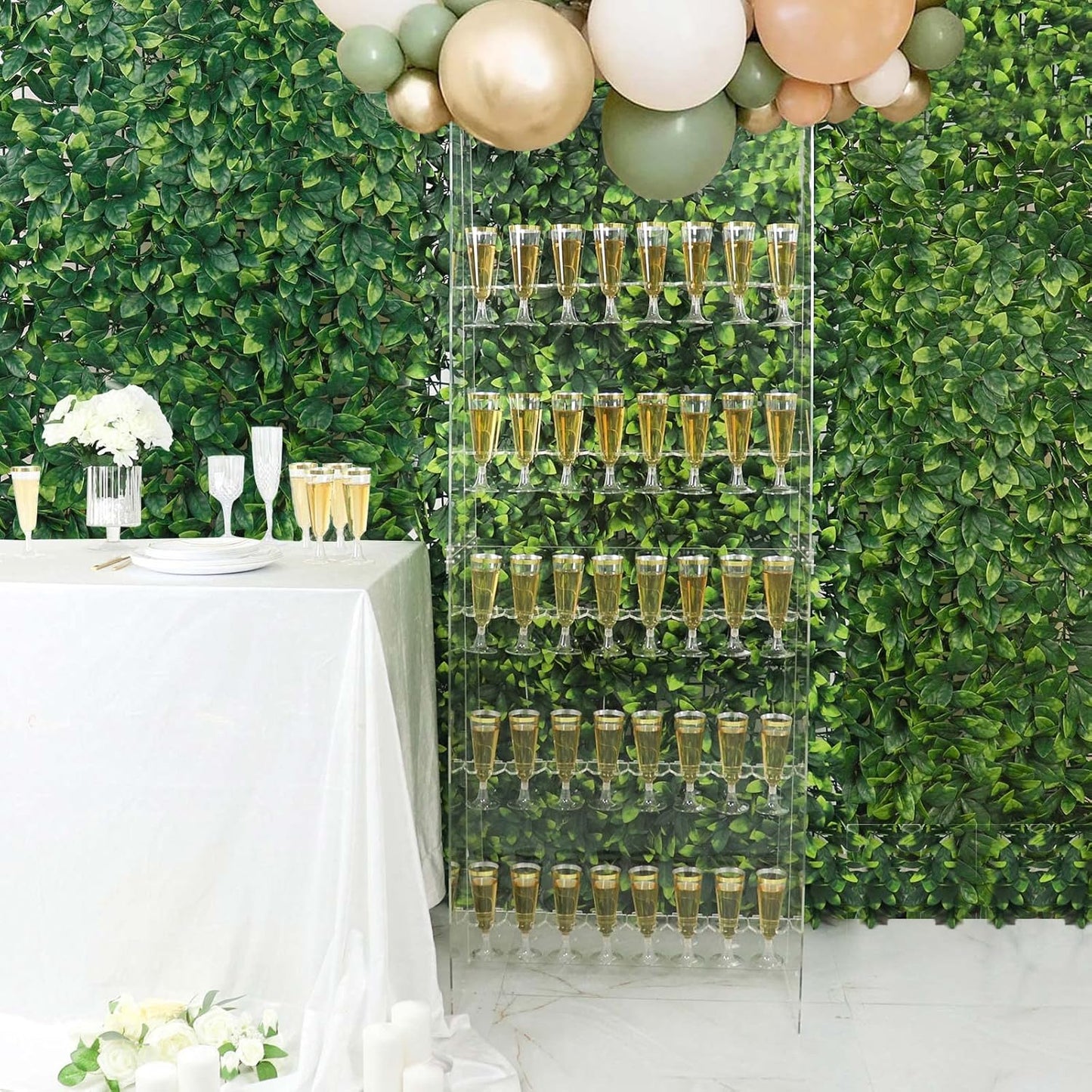 Tableclothsfactory 5ft Clear Acrylic 5-Tier Wine Glass Stemware Rack, Champagne Flute Holder Wall Stand