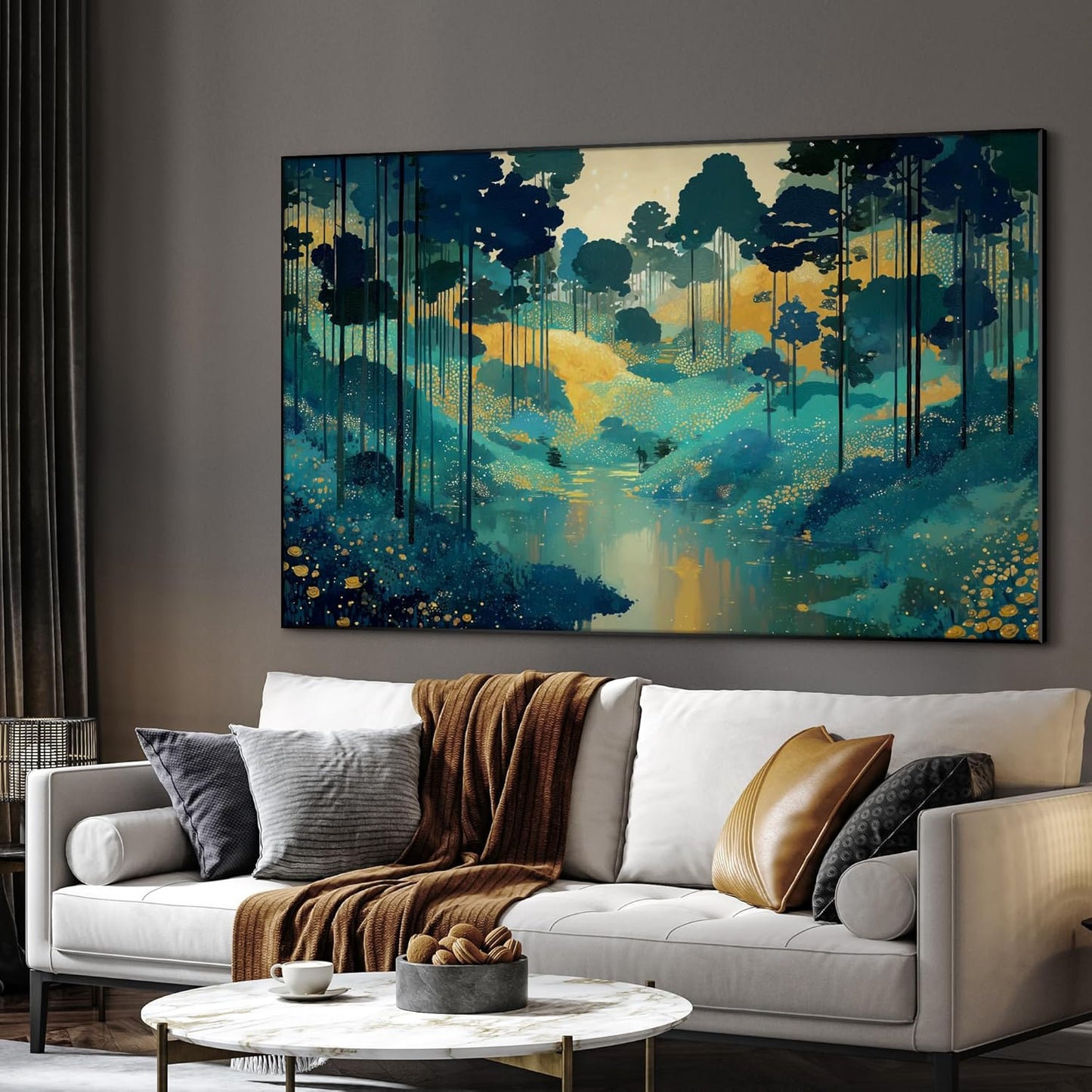 SIGNWIN 46"x72" Extra Large Framed Wall Art Whimsical Fantasy Forest, Vibrant Nature Landscape for Home Living Room Bedroom Decor (Frame Assembly Required)