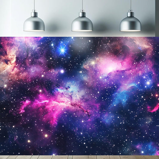 Starlit Patio Galaxy Nebula Blacklight Tapestry UV Reactive Wall Hanging Stars and Cosmic Clouds for Bedroom Dorm Living Room Glowing Universe Decor Fluorescent Trippy Poster 78 x 59 Inch