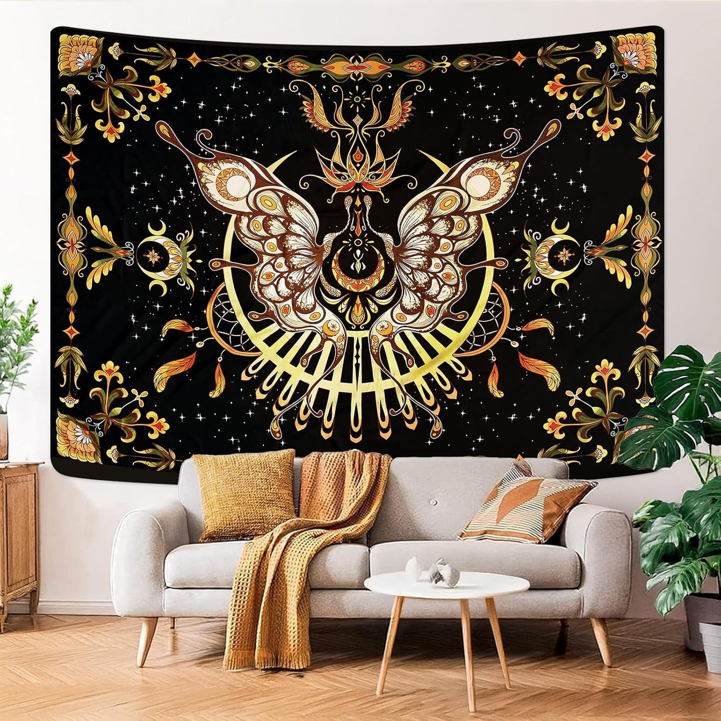 CHDGDHC Butterfly Tapestry - Moth Wall Hanging, UV Resistant, Waterproof, Machine Washable, Lightweight, Psychedelic Bedroom Aesthetic Decor for Bedroom, Living Room, Yoga Room - 59.1x49.2 Inch