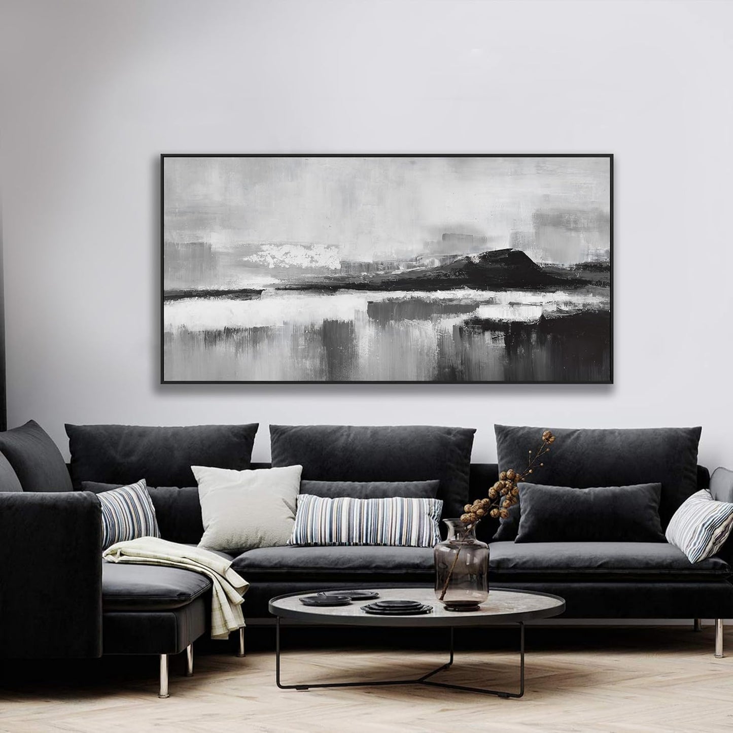 Abstract Wall Art Decor Large Canvas Art Wall Decor Prints Black and White Wall Art Decor Modern paintings Wall Decorations for Living Room Bedroom Kitchen Office 29" × 58"With Framed