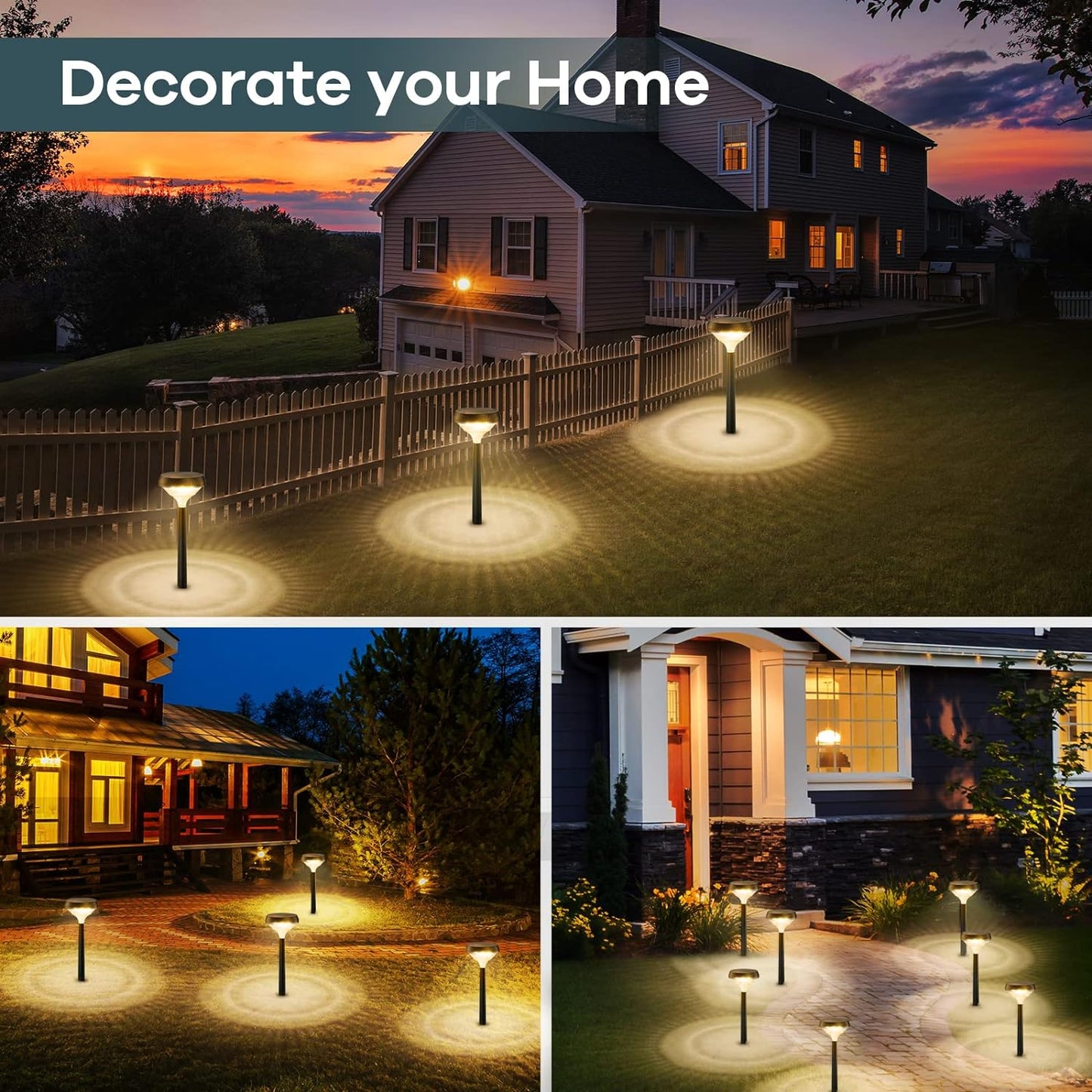 Linkind Solar Lights Outdoor 8 Pack, Solar Pathway Lights, Warm White Landscape Path Lights Waterproof for Walkway Yard Garden Driveway