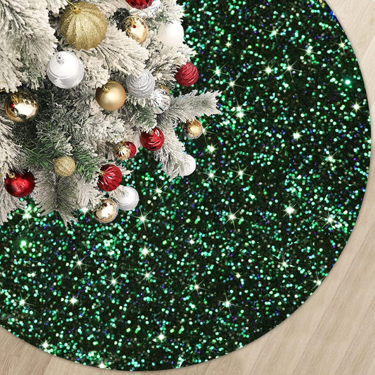 MODFUNS Green Christmas Tree Skirt Black 46 Inches Mermaid Sequin Tree Skirts Thick Velvet Tree Mat Artificial Glitter Tree Cover Skirt for 6FT Tree Shimmer Rustic Tree Skirt Fabric Decorations