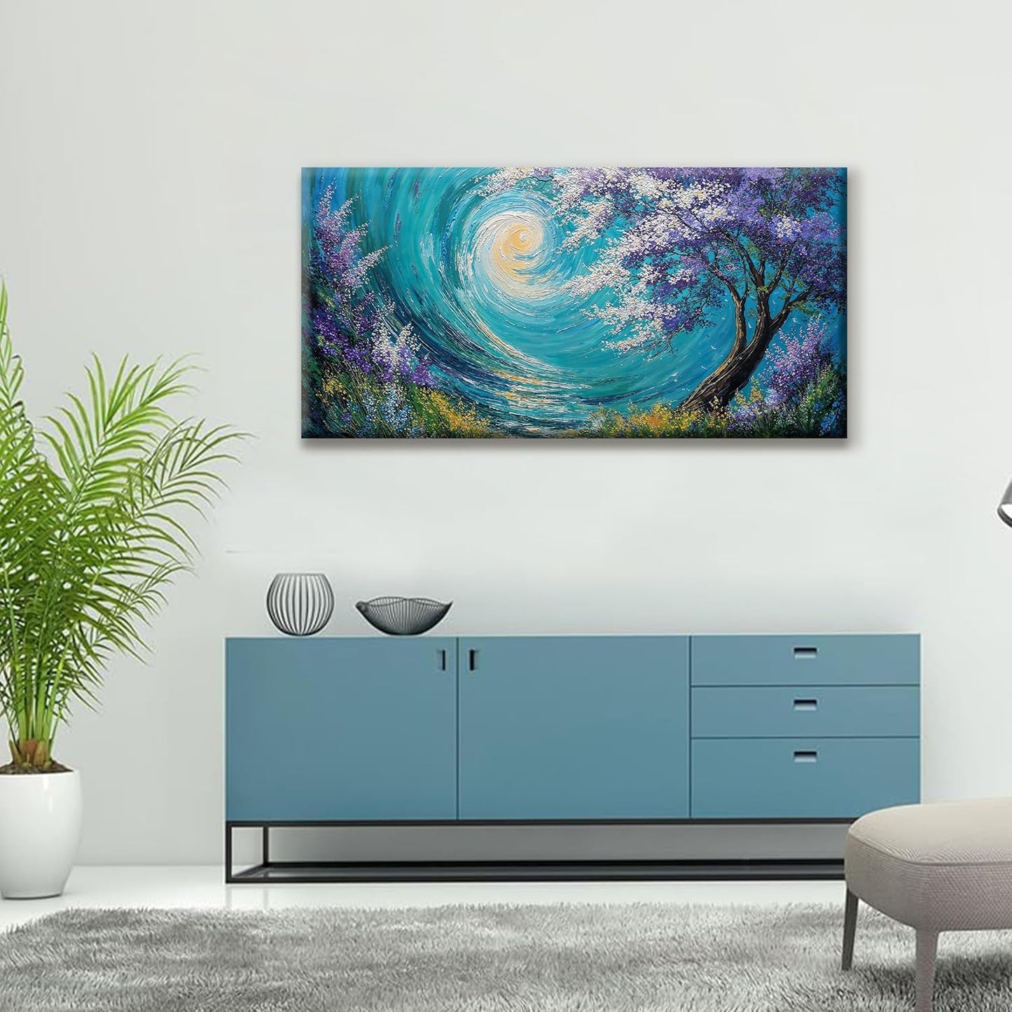 Purple Tree Abstract Wall Art Living Room Painting Abstract Wall Decor Modern 24" X 48" Canvas Art Wall Decor Canvas Prints Artwork Pictures For Bedroom Kitchen Artwork