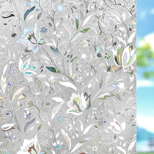 Kromapolis Window Privacy Film, Vinyl Glass Covering, Stained Decorative Film Frosted, Static Window Clings, Non-Adhesive, No-Glue (17.5 x 78.7 inch)