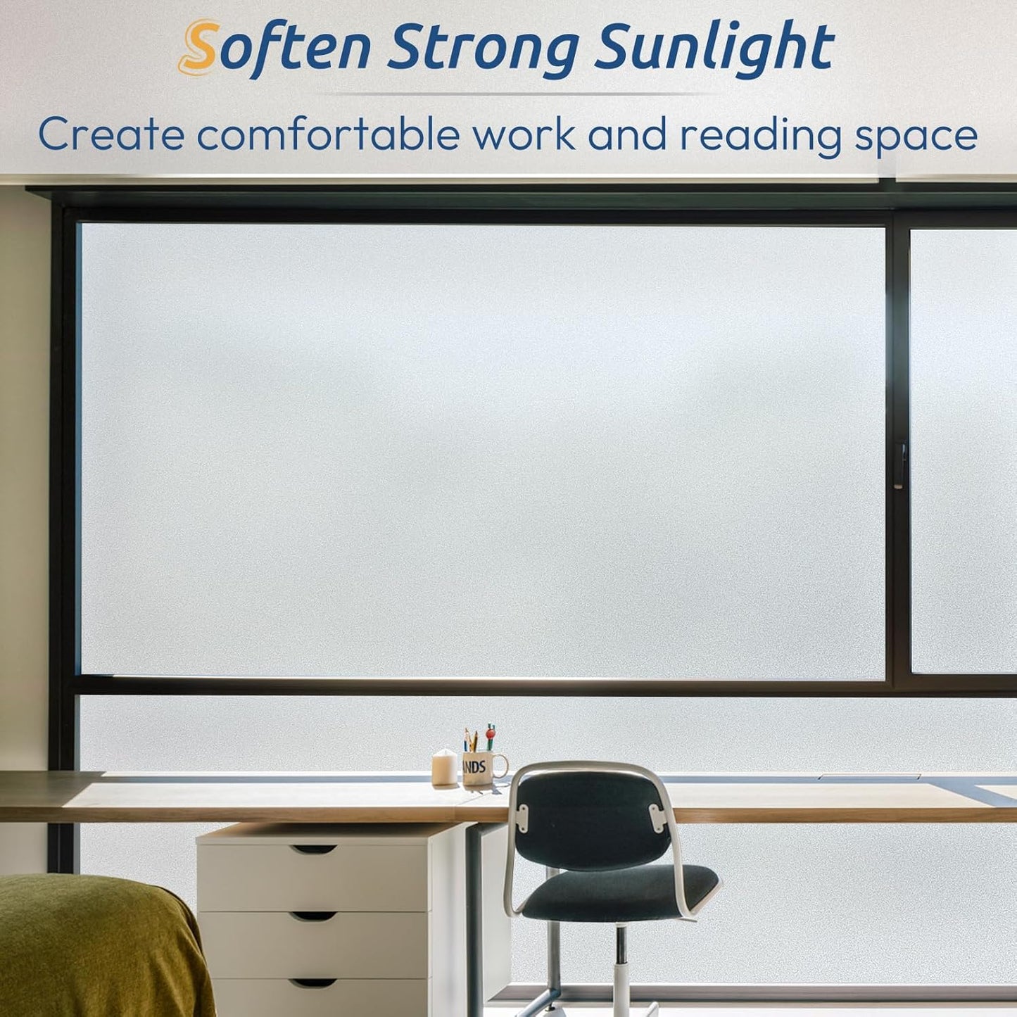 rabbitgoo Window Privacy Film, Frosted Glass Window Clings, Static Cling UV Heat Blocking Door Stickers for Home Bathroom, Removable Indoor Decal Coverings Day and Night, Pure, 11.8 x 78.7 Inches