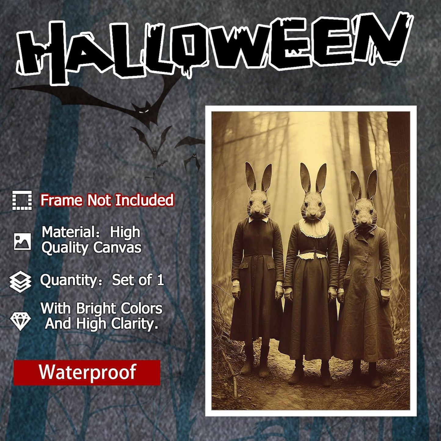 Dark Academia Decor Goth Room Wall Art Decor Creepy Spooky Vintage Ghostface Posters Rabbit Cult of the Occult Forest 12X16inch Unframed