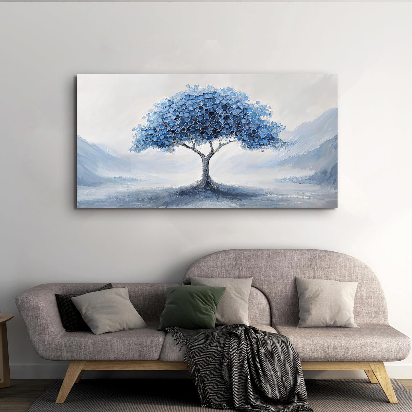 Canvas Wall Art Decor Wall Art Pictures for Living Room Abstract Canvas Art Wall Decor Tree of Life Wall Art Prints Blue White Wall Art Decorations Artwork for Walls Bedroom Home Decor 20" X 40"