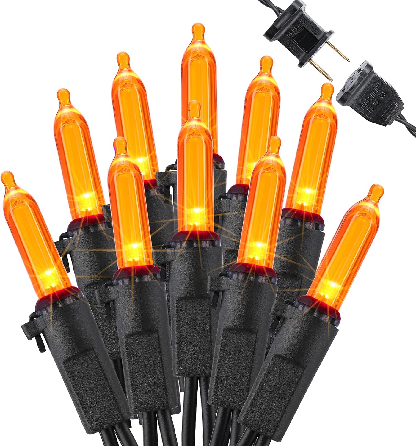 Brizled Orange Halloween Lights, 33ft 100 LED Halloween String Lights, 120V UL Certified Connectable Orange Light String Mini Tree Light Black Wire for Indoor & Outdoor Party Christmas Tree Decoration