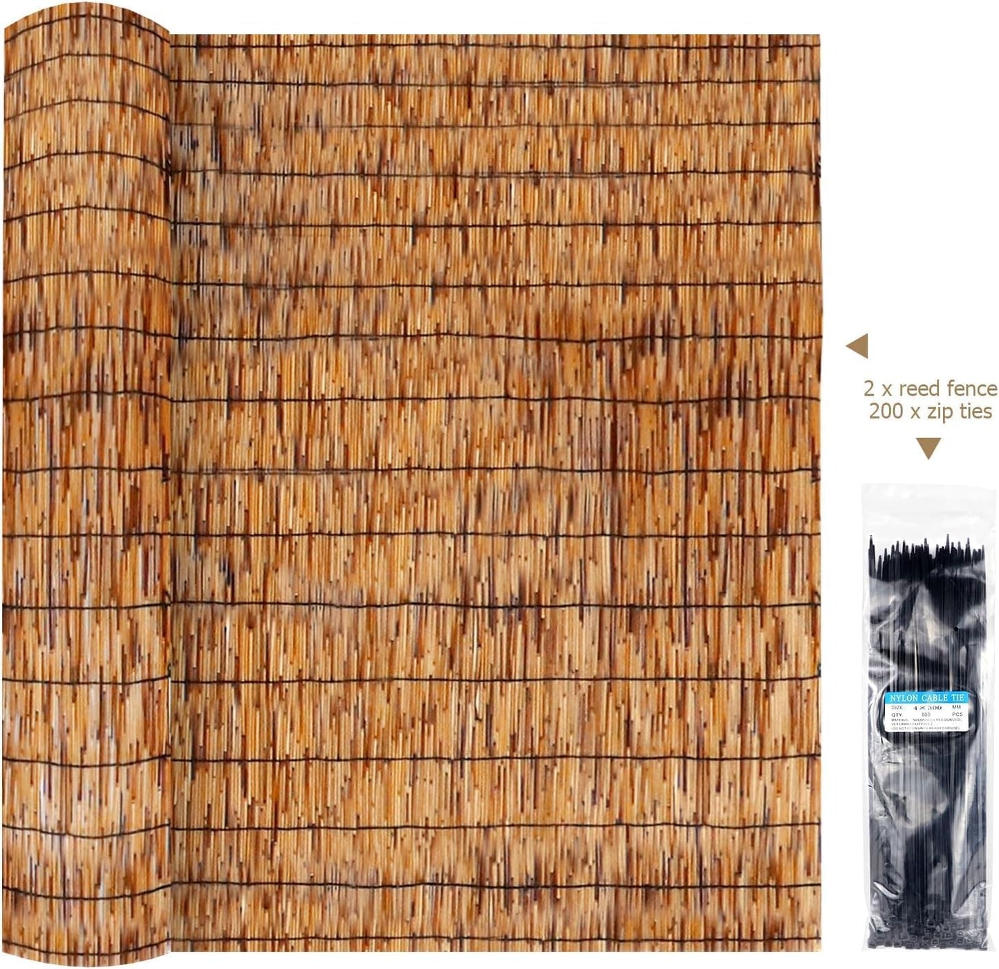 ZNCMRR Reed Fencing Rolls Natural Bamboo Fence Rolls 2 Pcs 4 Feet High Privacy Fence for Balcony Patio Garden Backyard Outdoor 4FT X 16.4FT（Brown）