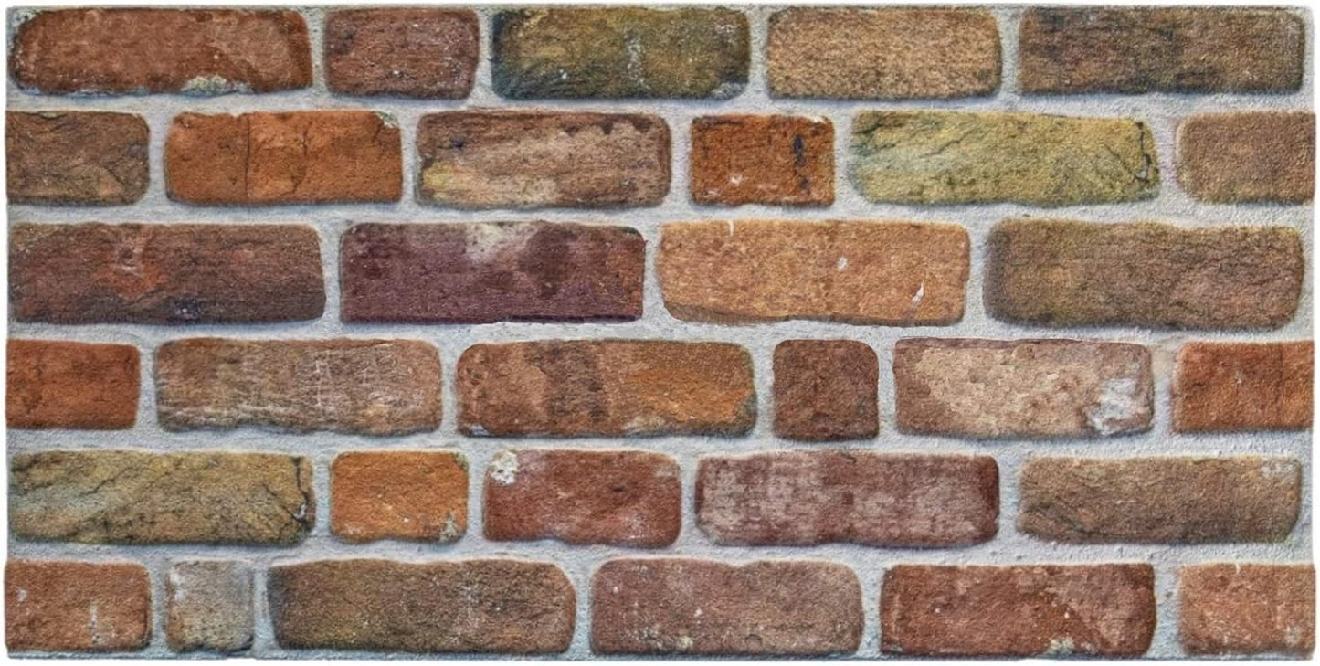 Dundee Deco 3D Wall Panels Faux Brick - Cladding, Brown Beige Stone Look Wall Paneling, Styrofoam Facing for Living Room, Kitchen, Bathroom, Balcony, Bedroom, Set of 10, Covers 53 sq ft