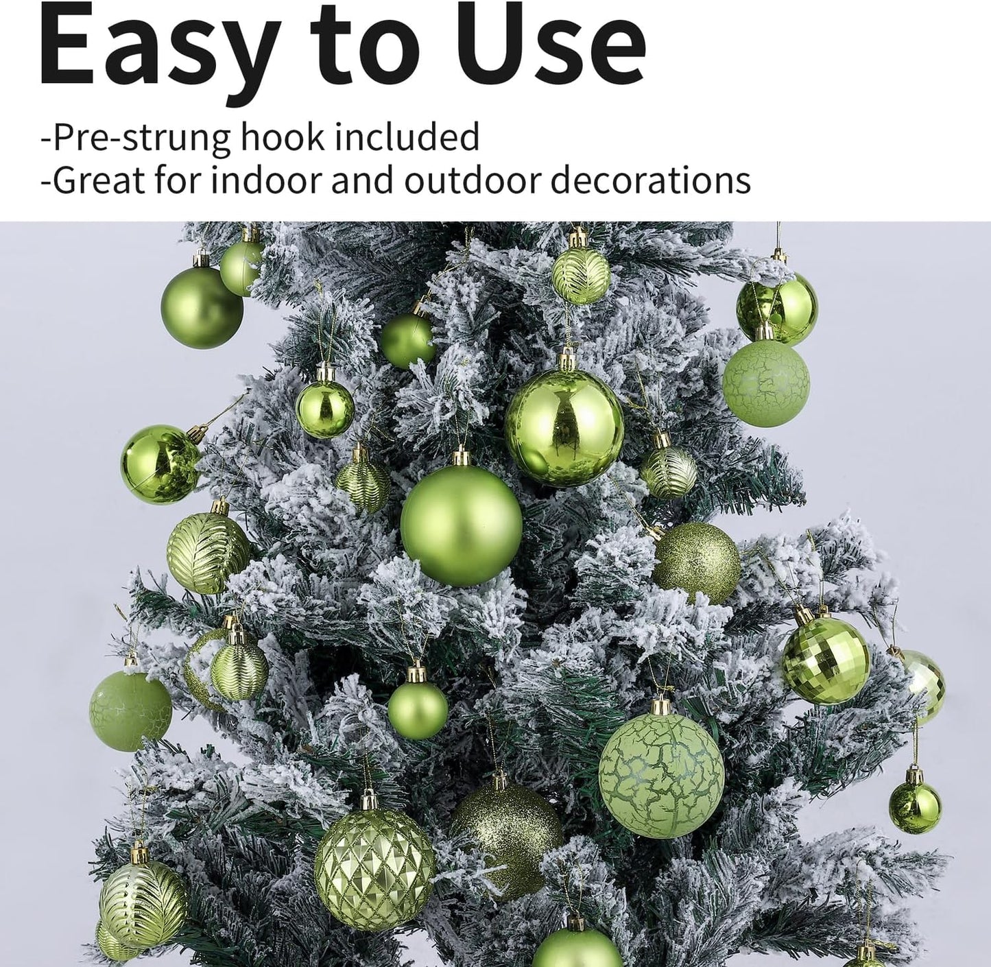 LANGXUN 36pcs Light Green Christmas Tree Decorations Balls, Bolas De Navidad, 2025 Christmas Decor, Indoor Outdoor Shatterproof Christmas Ornaments, Xmars Party Wedding Suppiles