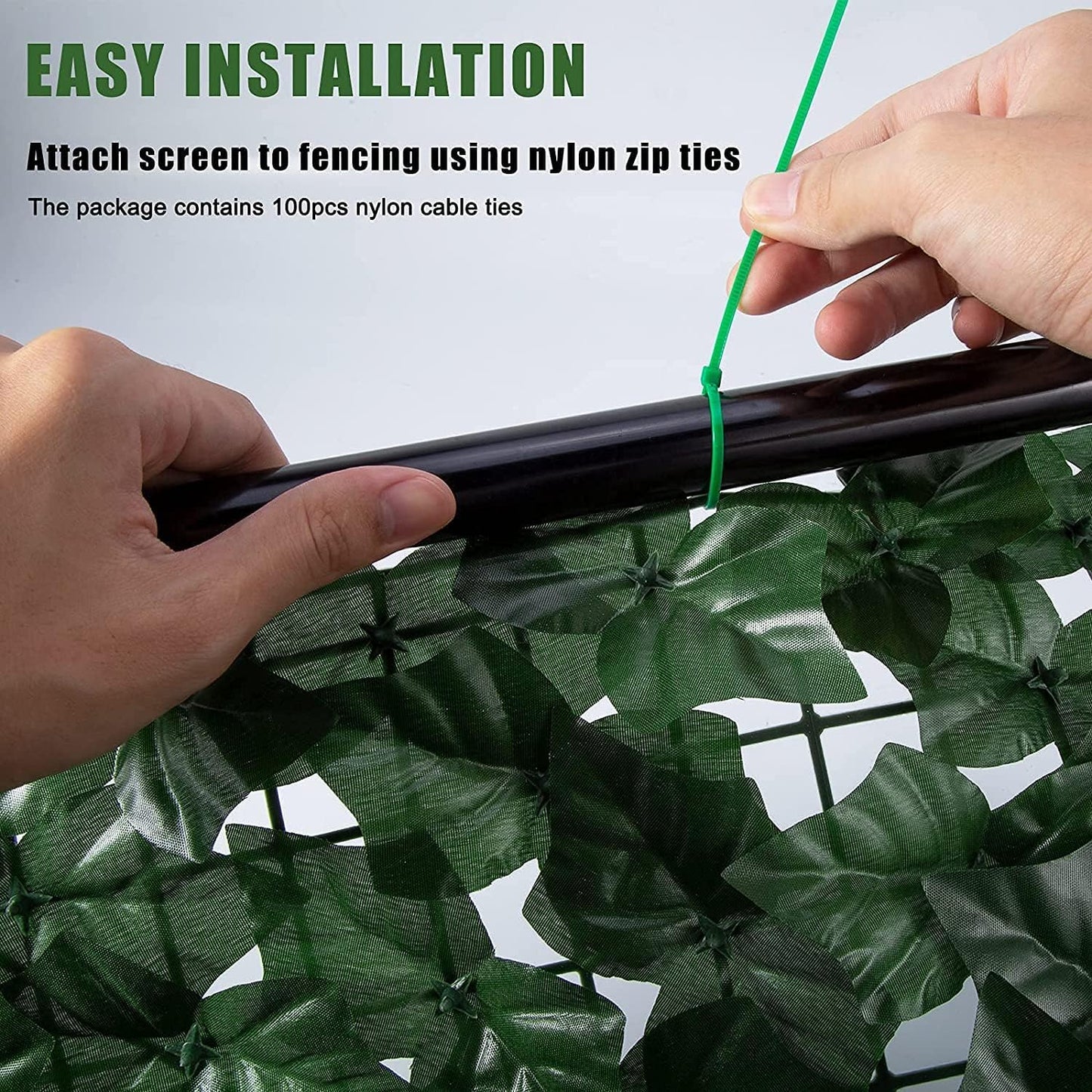 Faux Ivy Privacy Fence Screen Outdoor Expandable Artificial Greenery Roll Fake Hedge Wall Patio Green Plastic Leaf Plant Vine Grass Panels Gate Covering for Garden Yard Balcony (118.5x59.5 in)